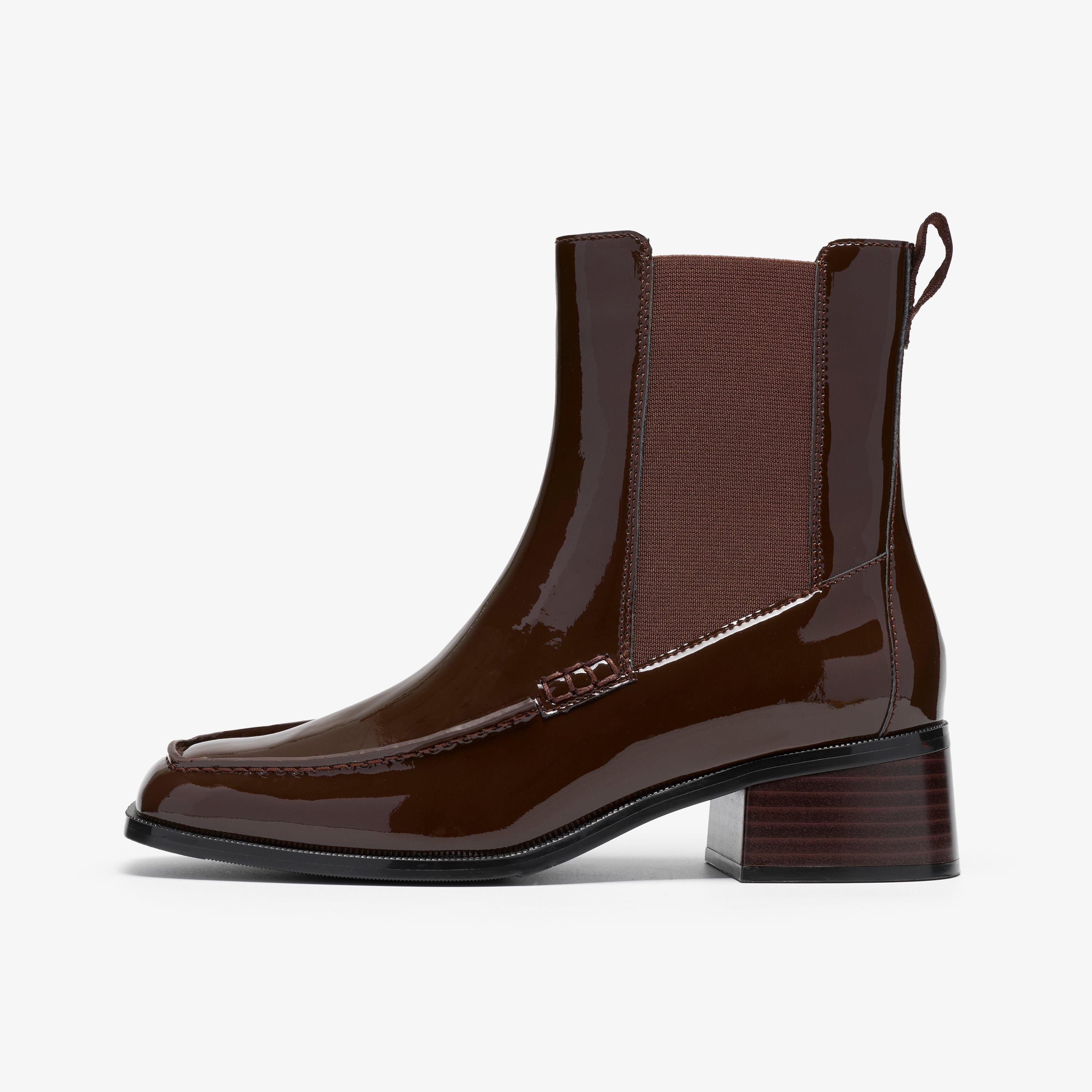 Moseley Up Brown Patent Ankle Boots Chelsea Boots, view 2 of 6