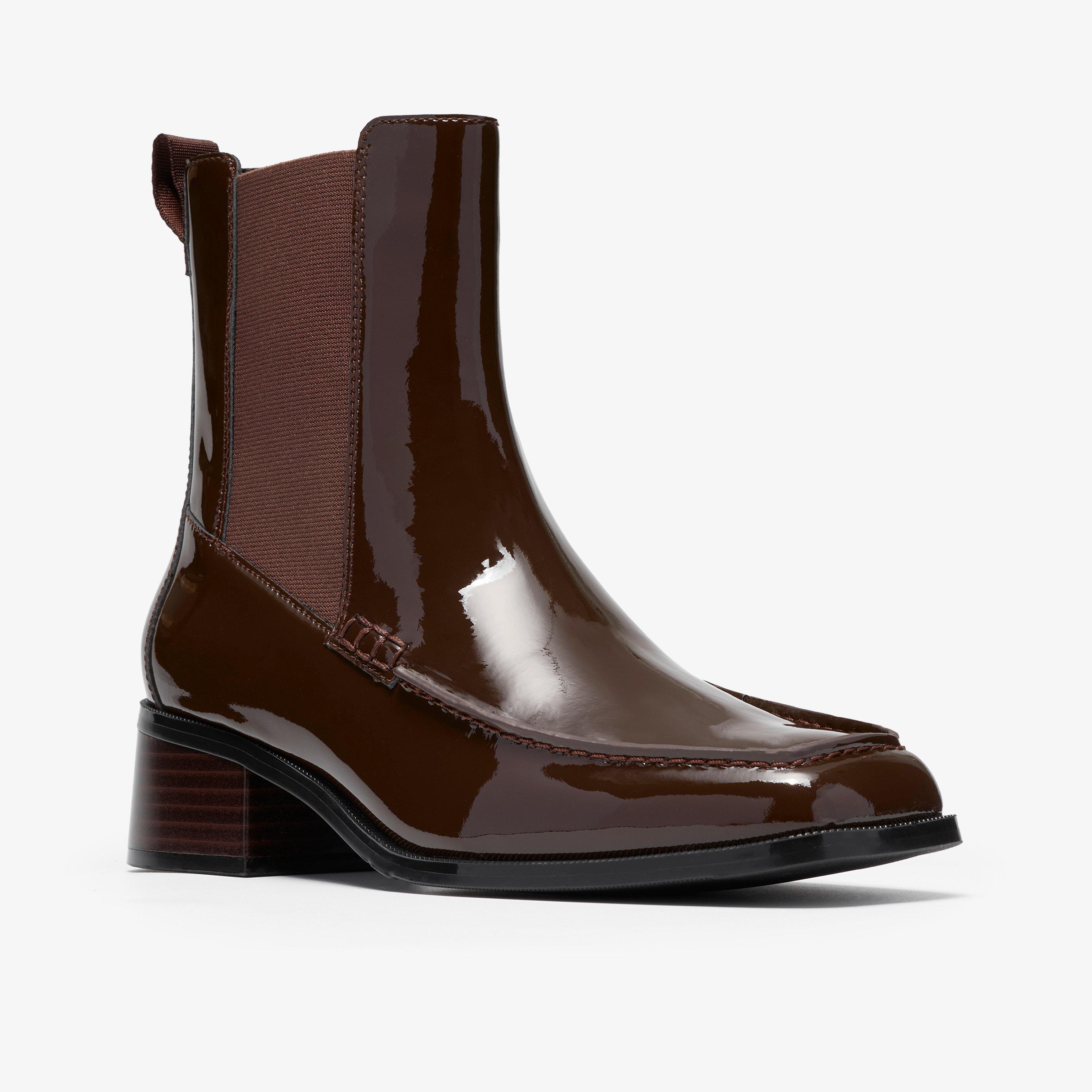 Moseley Up Brown Patent Ankle Boots Chelsea Boots, view 4 of 6