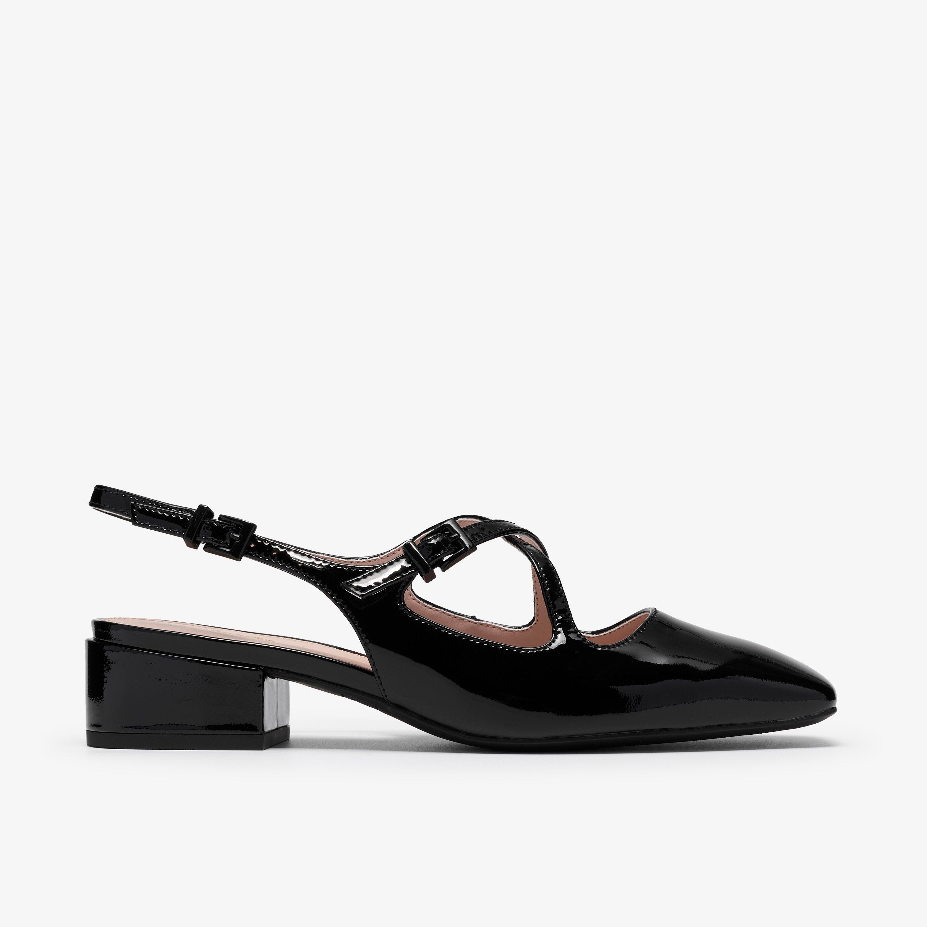 Crista Edge Black Patent Sling Back, view 1 of 6