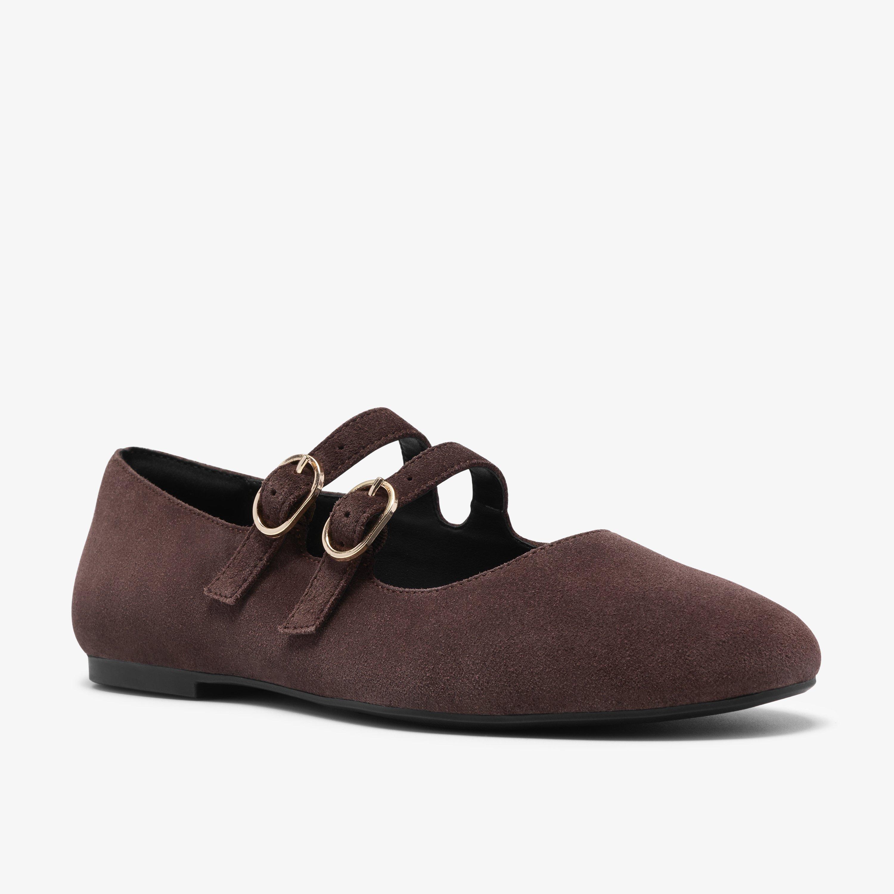 Kicho Strap Brown Suede Mary Jane Ballerina, view 4 of 6