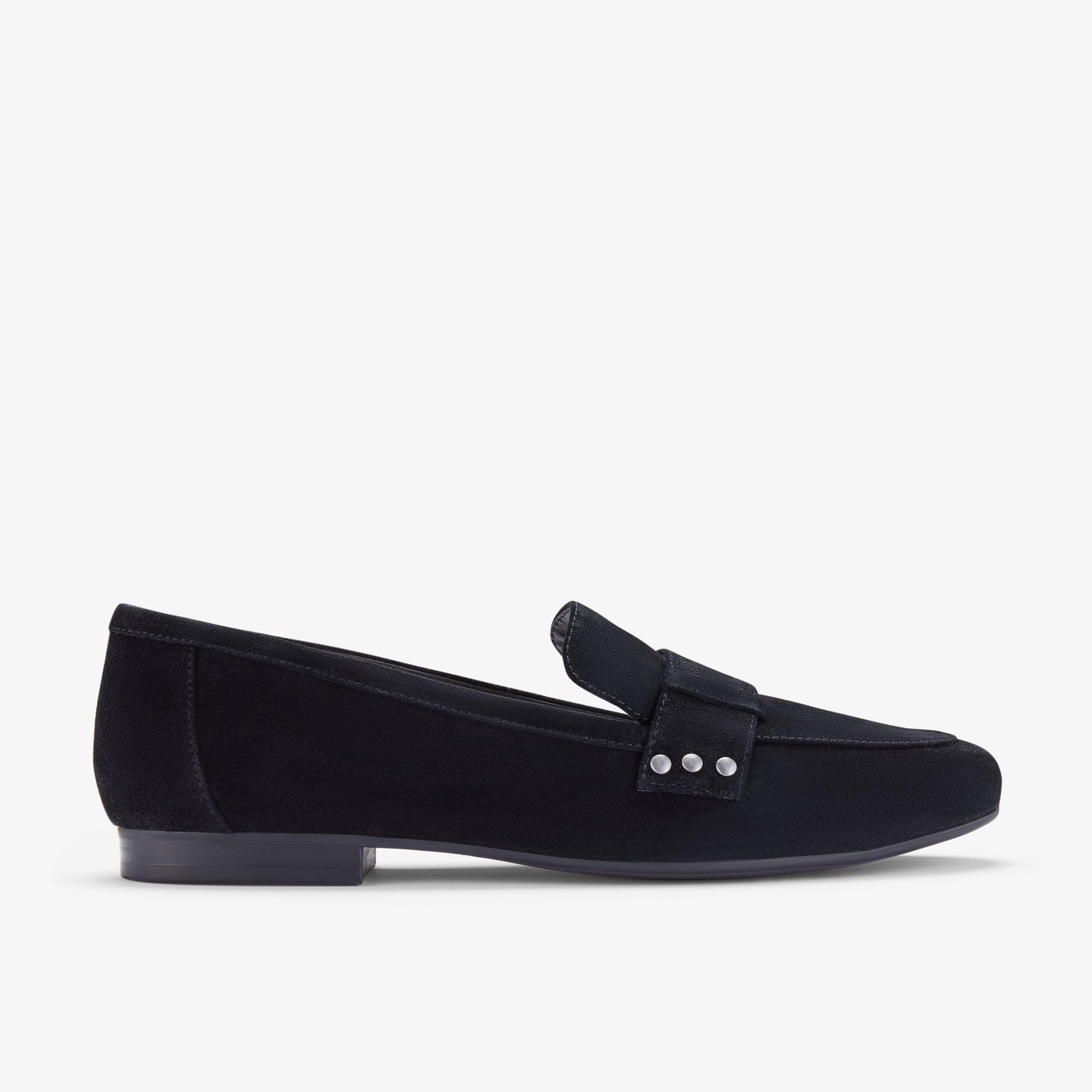 Tamna Strap Black Suede Loafers Slip Ons, view 1 of 6