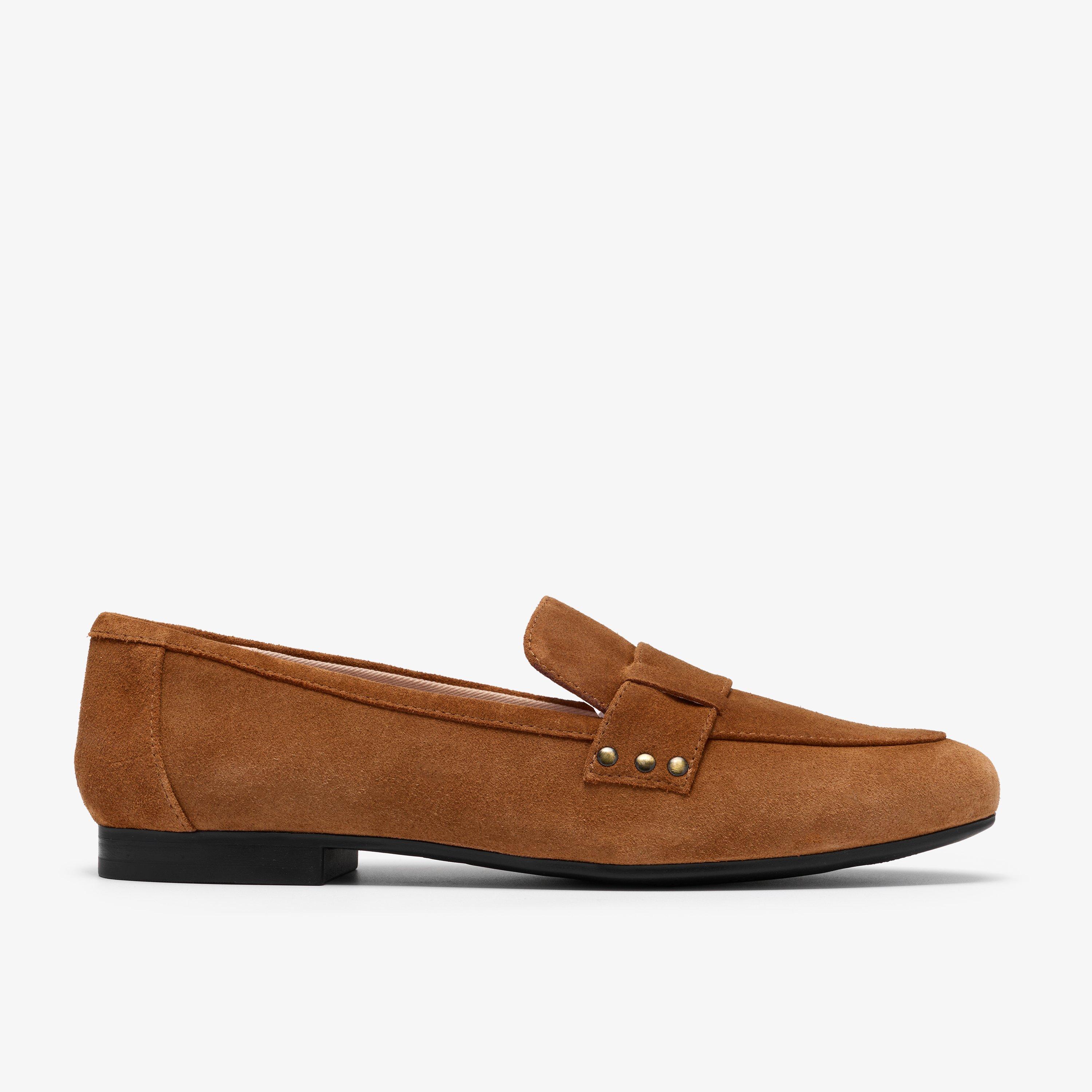 Tamna Strap Tan Suede Loafers Slip Ons, view 1 of 6
