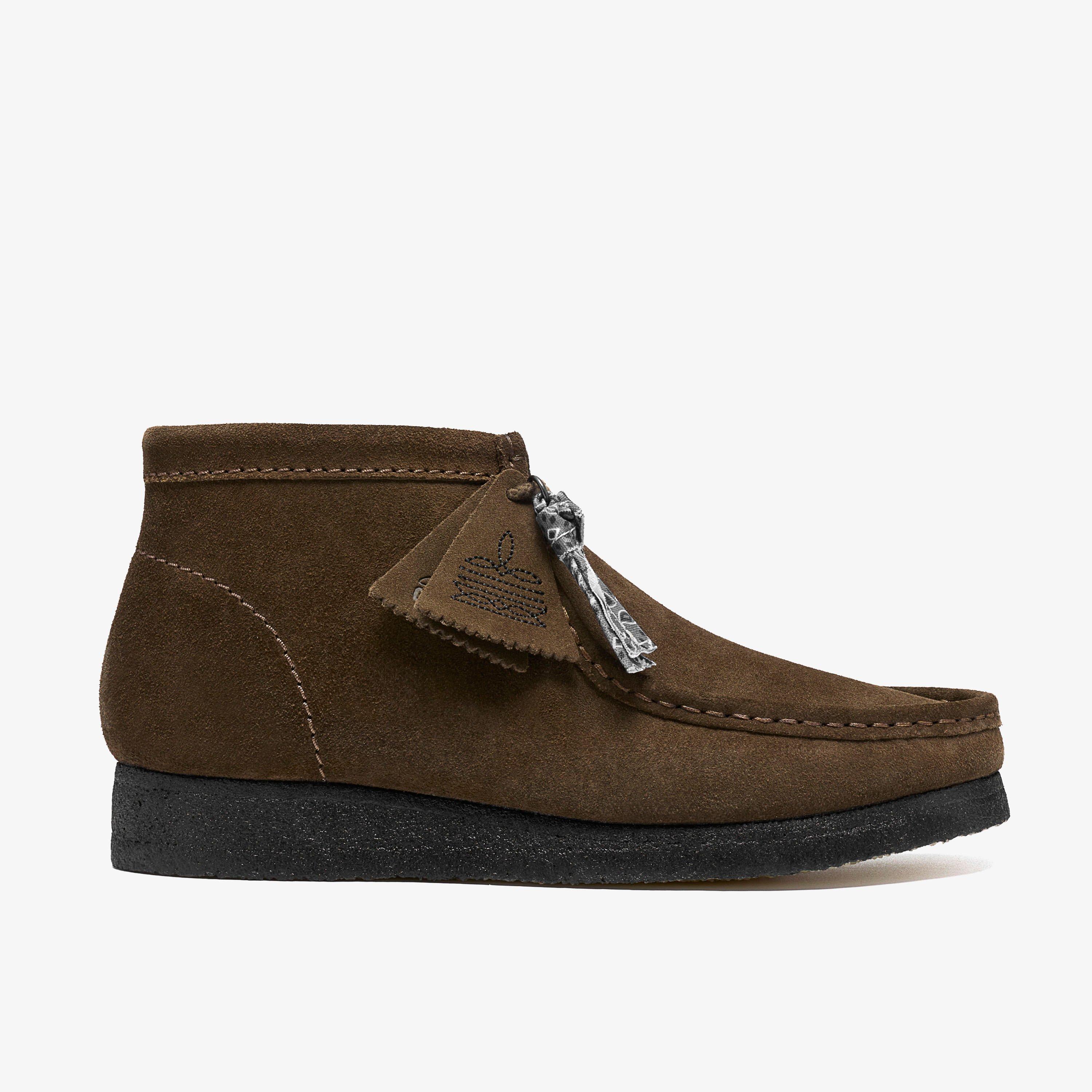 Wallabee Boot Dark Olive Suede Wallabees Ankle Boots Lace Up, view 1 of 8