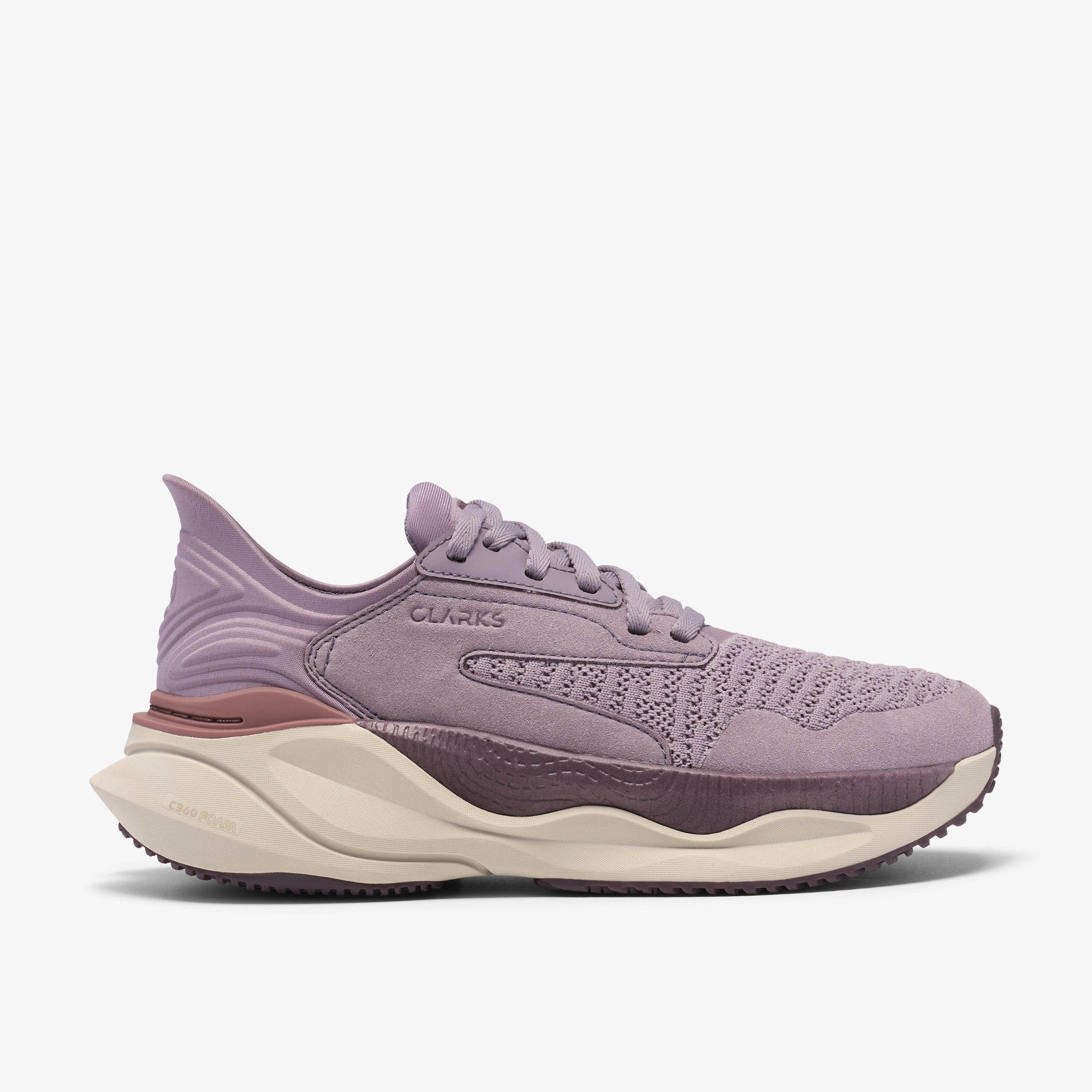 Clarks Pace. Mauve Combination Trainers Lace Up, view 1 of 6
