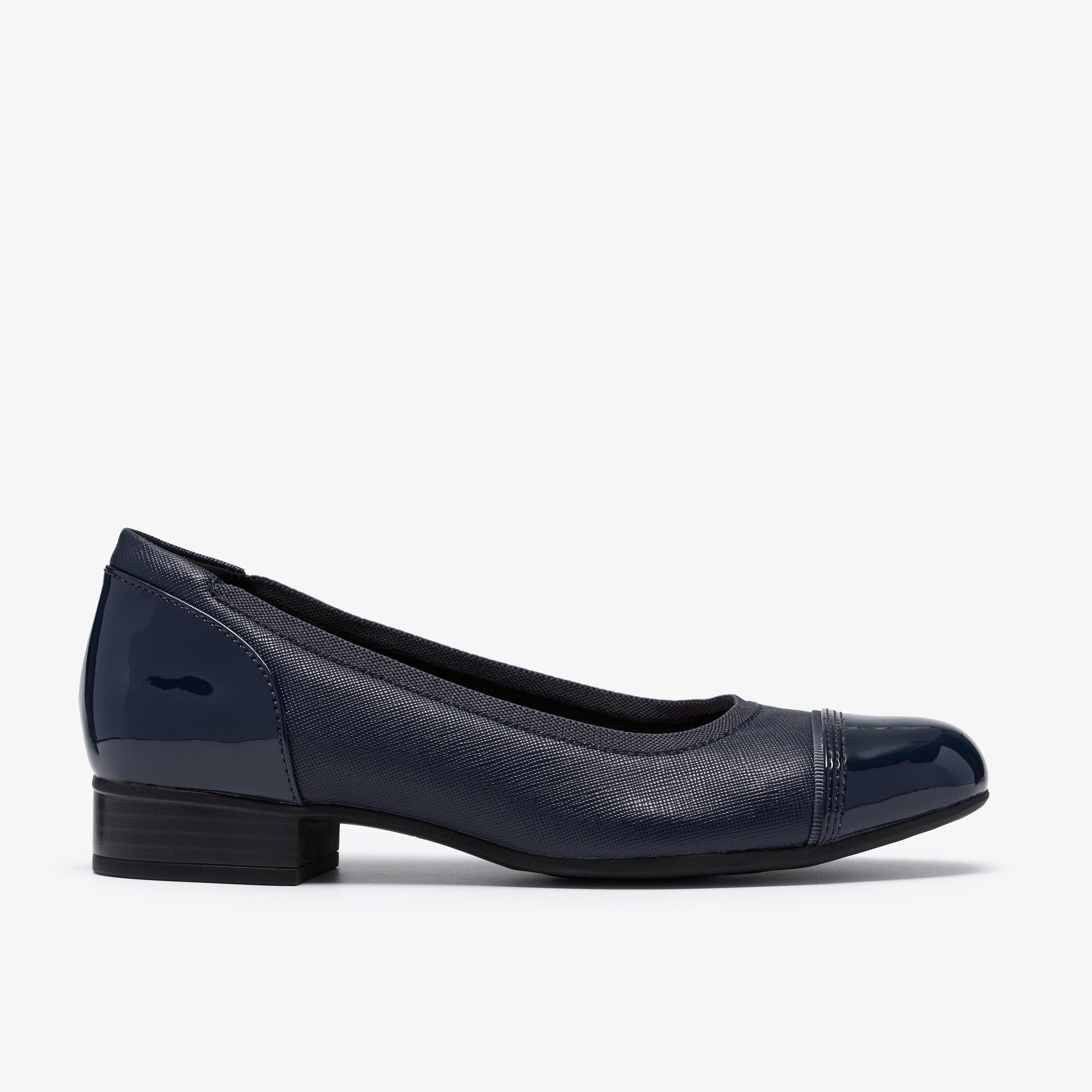 Krystine May Navy Leather Slip Ons Ballet Pumps, view 1 of 6