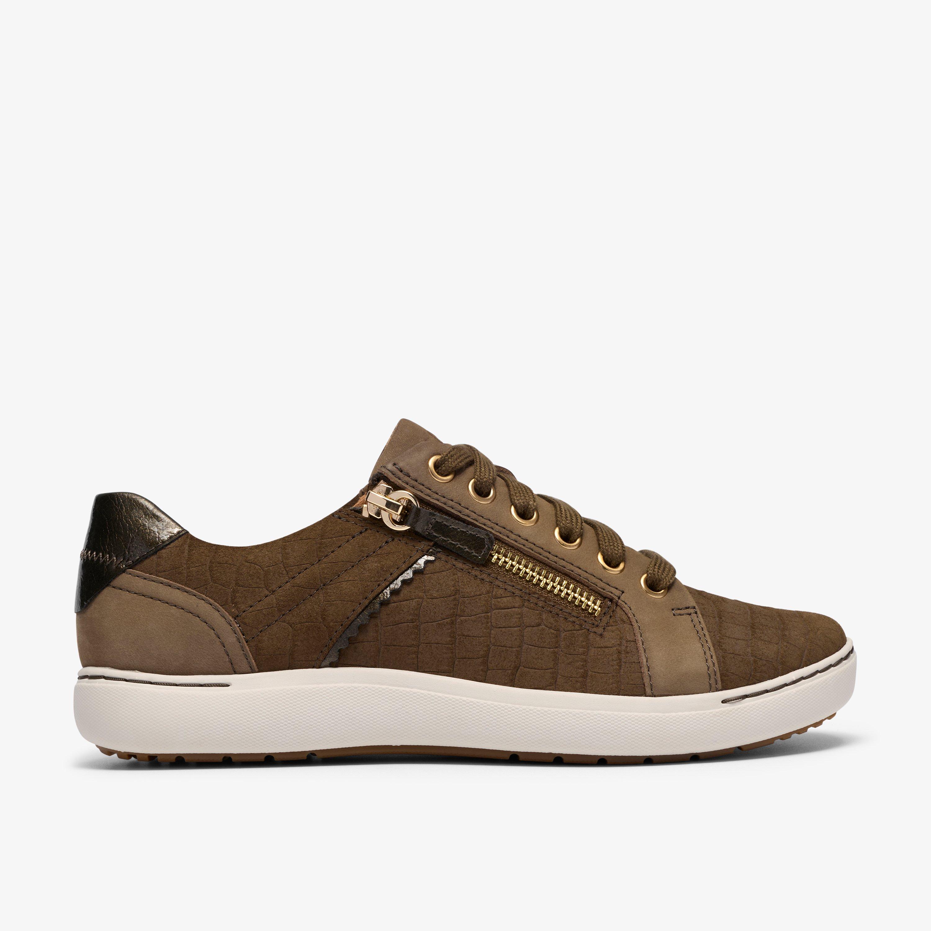 Nalle Zen Dark Olive Leather Trainers Lace Up, view 1 of 6