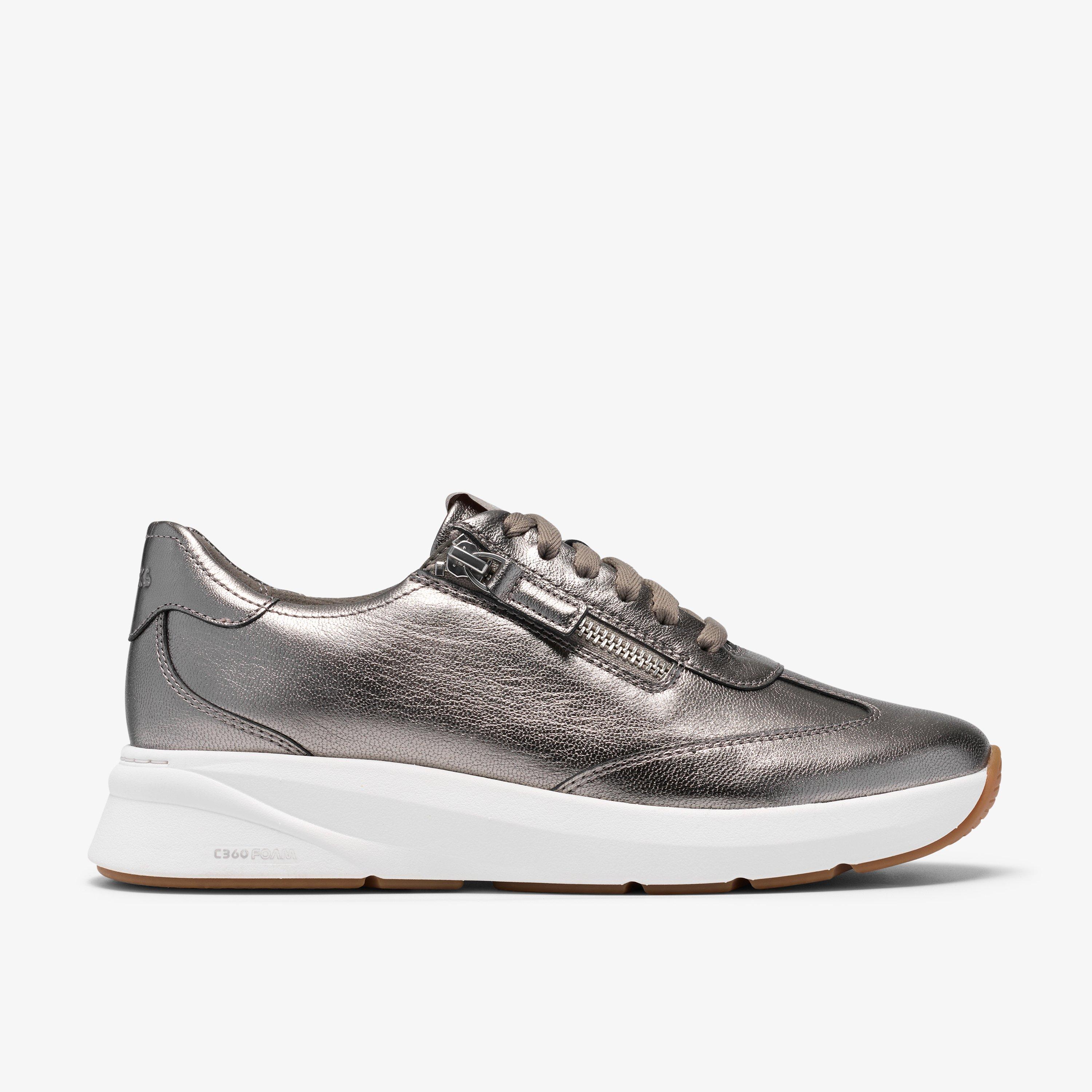 Code R Run Pewter Metallic Trainers Lace Up, view 1 of 6