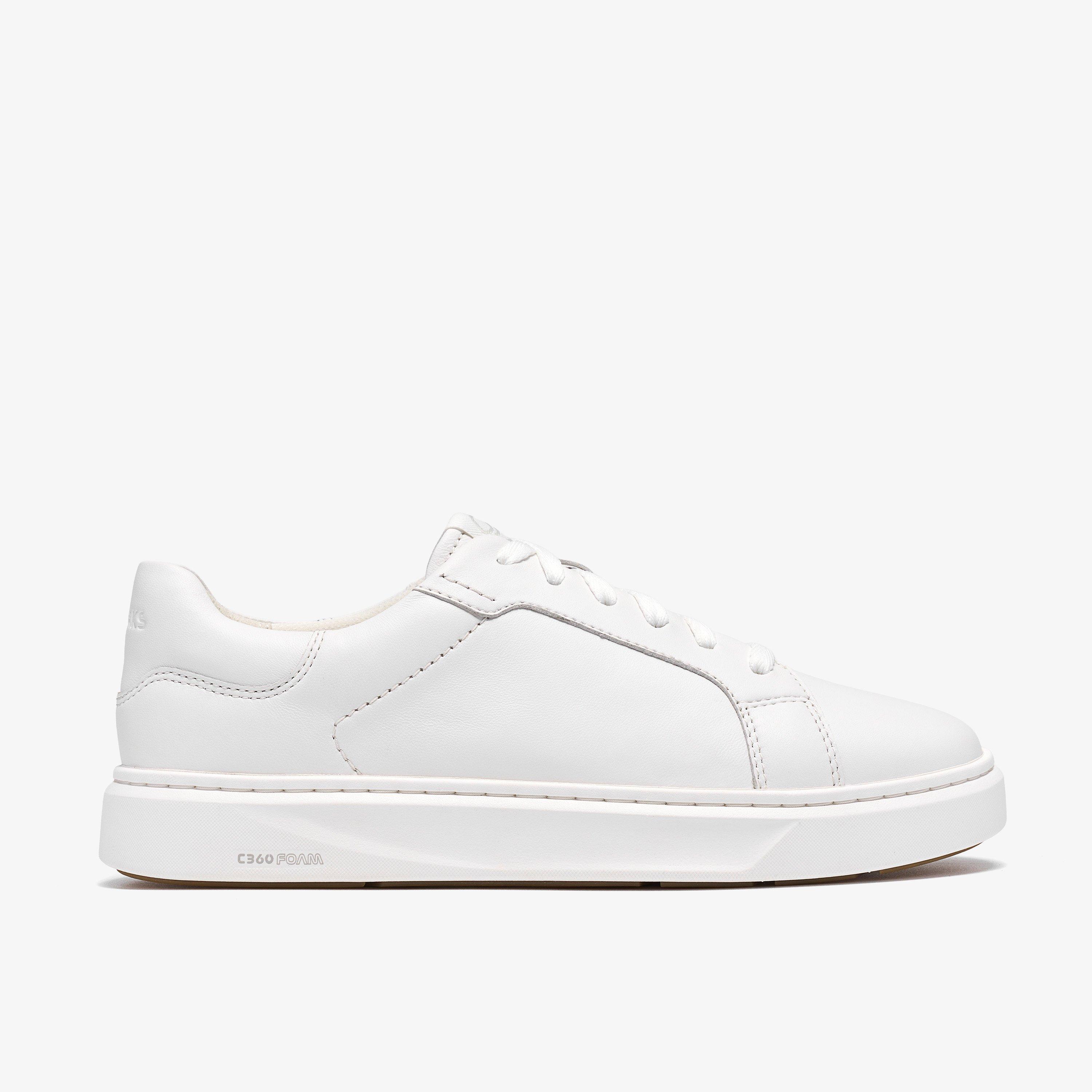 Code C Lace White Leather Trainers Lace Up, view 1 of 6