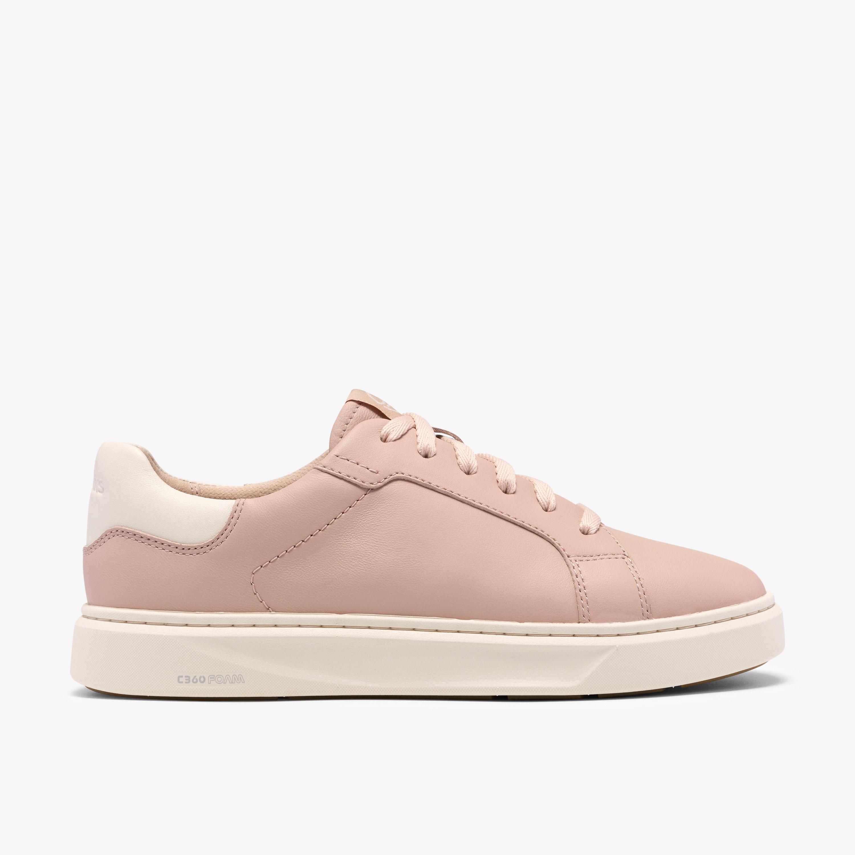 Code C Lace Light Pink Leather Trainers Lace Up, view 1 of 6