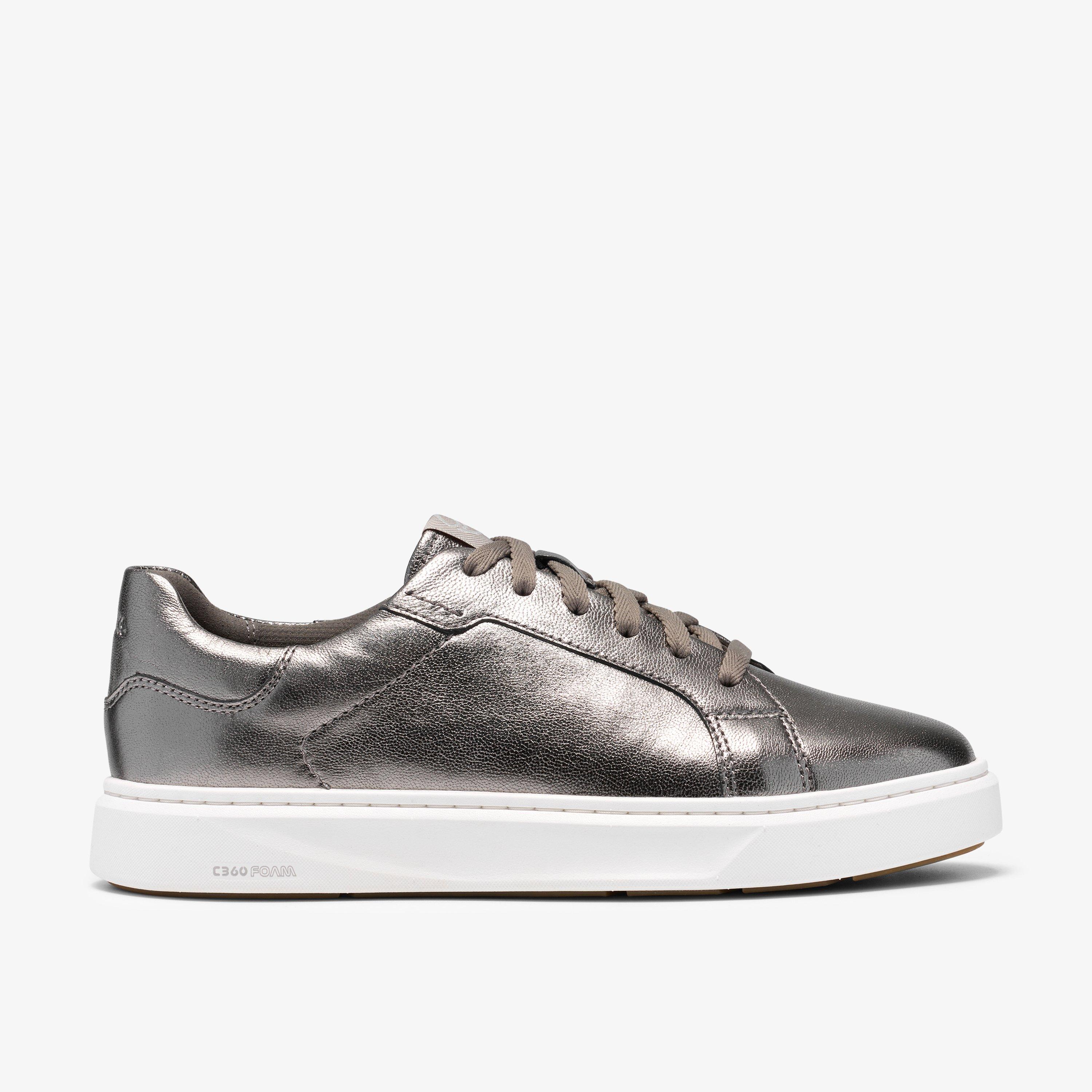 Code C Lace Pewter Metallic Trainers Lace Up, view 1 of 6