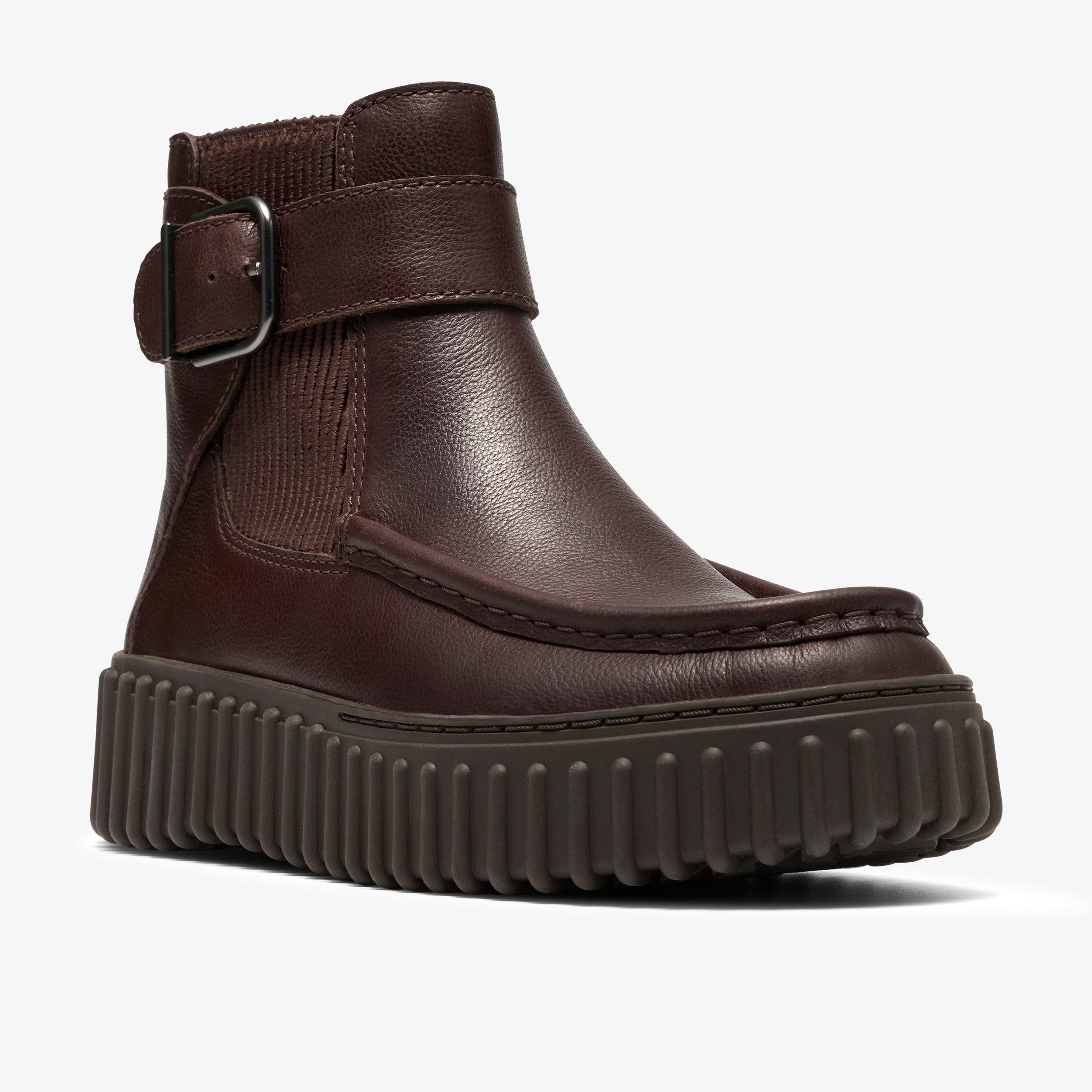 Torhill Buckle Dark Brown Leather Ankle Boots Chelsea Boots Torhill, view 4 of 6