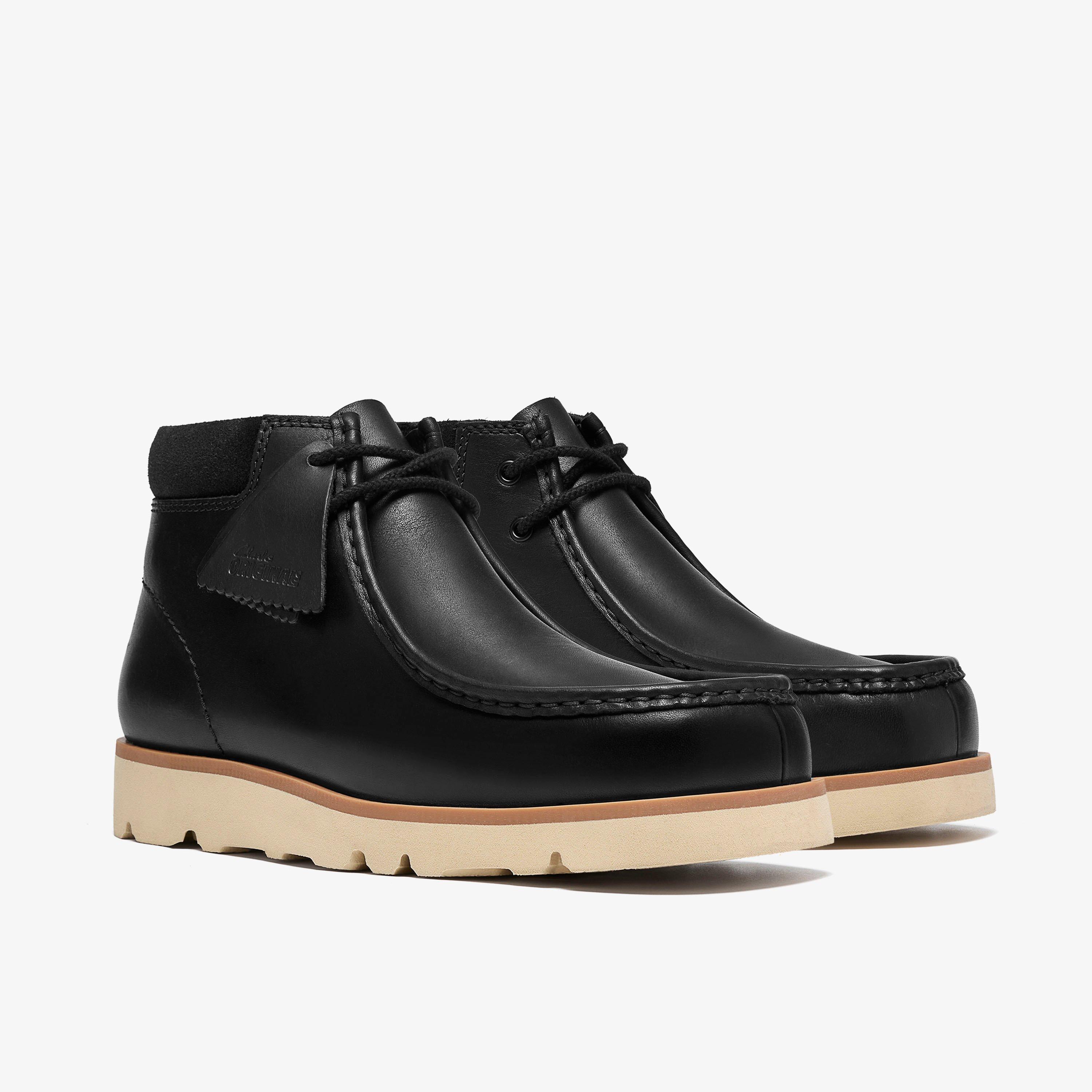 Walla Orkhon Black Leather Ankle Boots Wallabee Lace Up, view 4 of 8