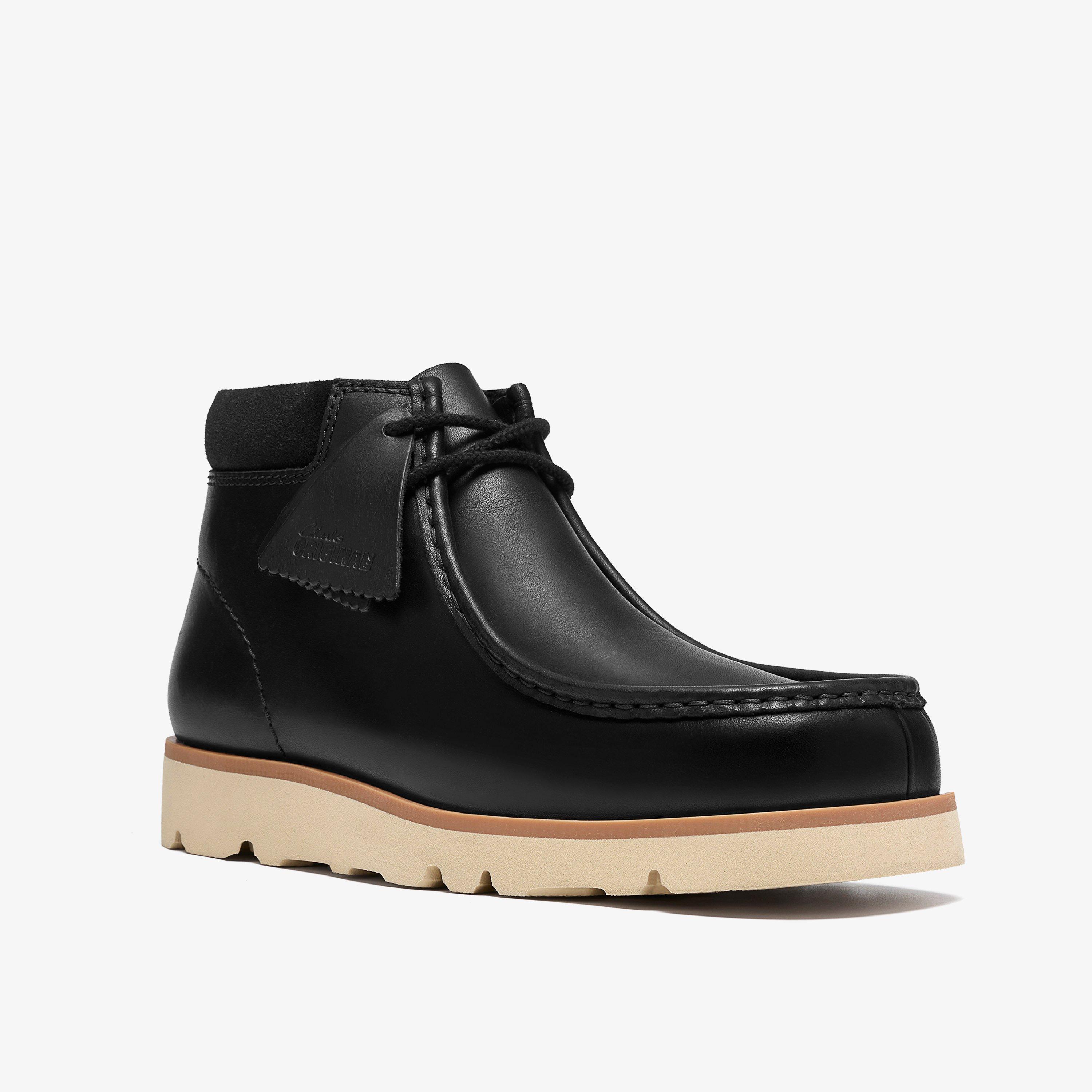 Walla Orkhon Black Leather Ankle Boots Wallabee Lace Up, view 7 of 8