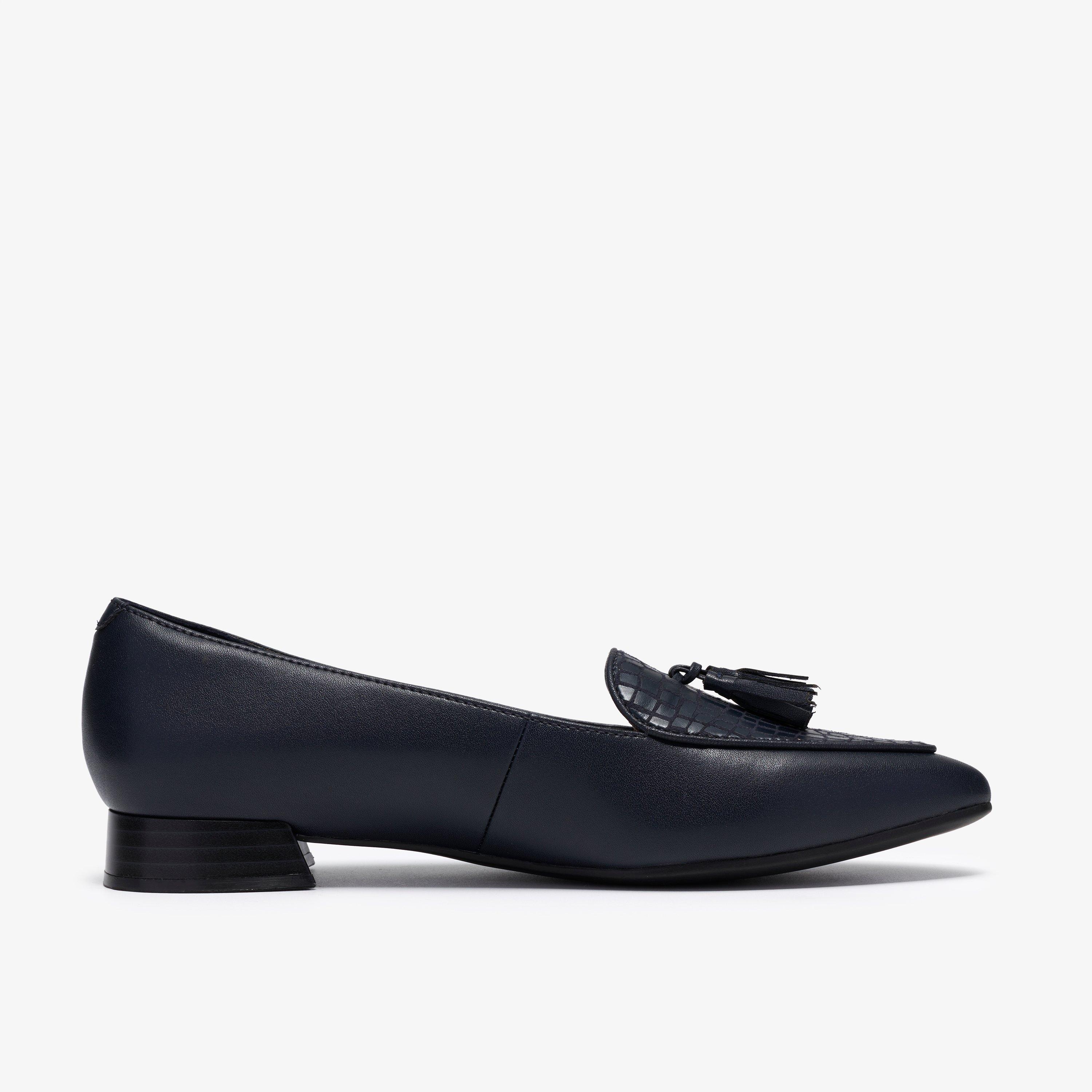 Natalyn Quartz Navy Crocodile Slip Ons Ballerina, view 1 of 6