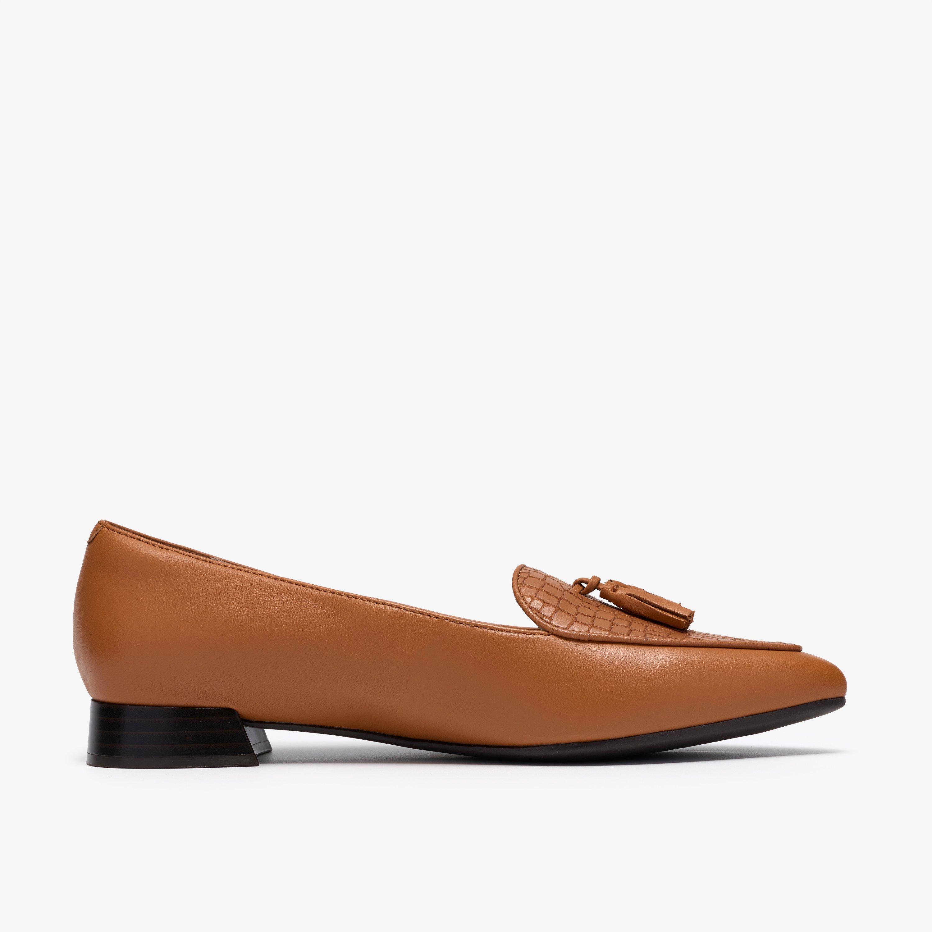 Natalyn Quartz Tan Crocodile Slip Ons Ballerina, view 1 of 6