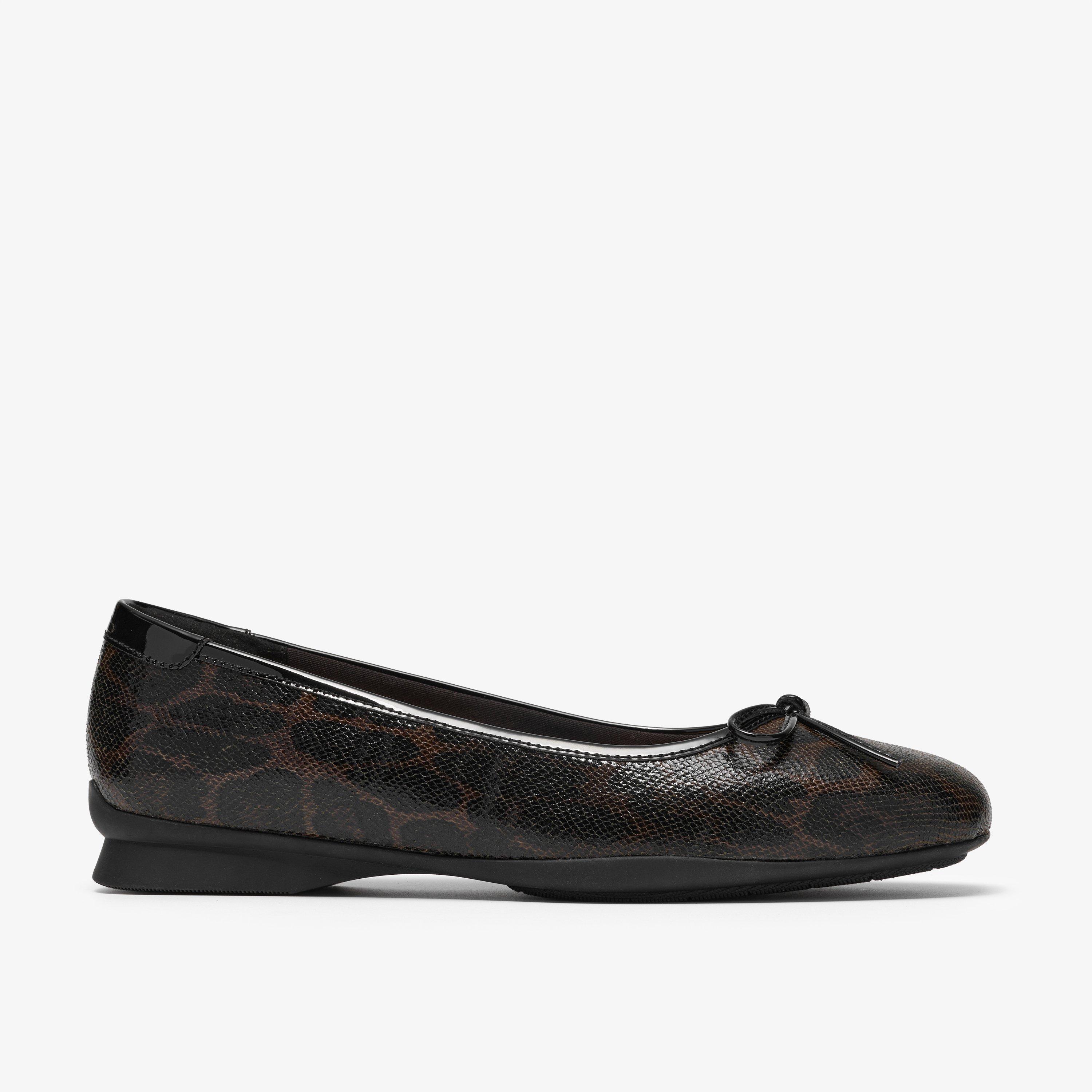 Jazmynn Bow Leopard Print Combination Slip Ons Ballet Pumps, view 1 of 6