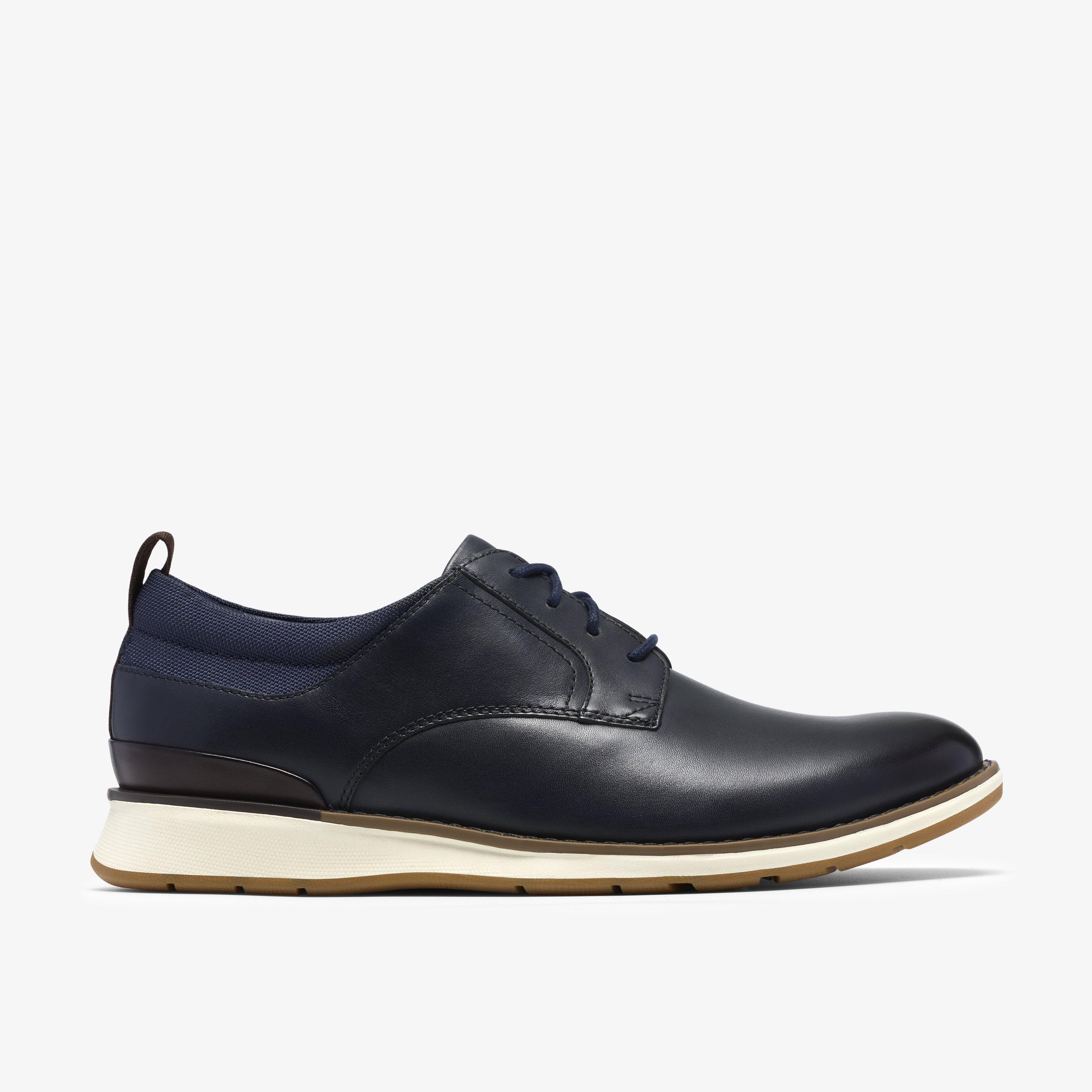 FlexHybrid Navy Leather Derby Shoes Lace Up, view 1 of 6
