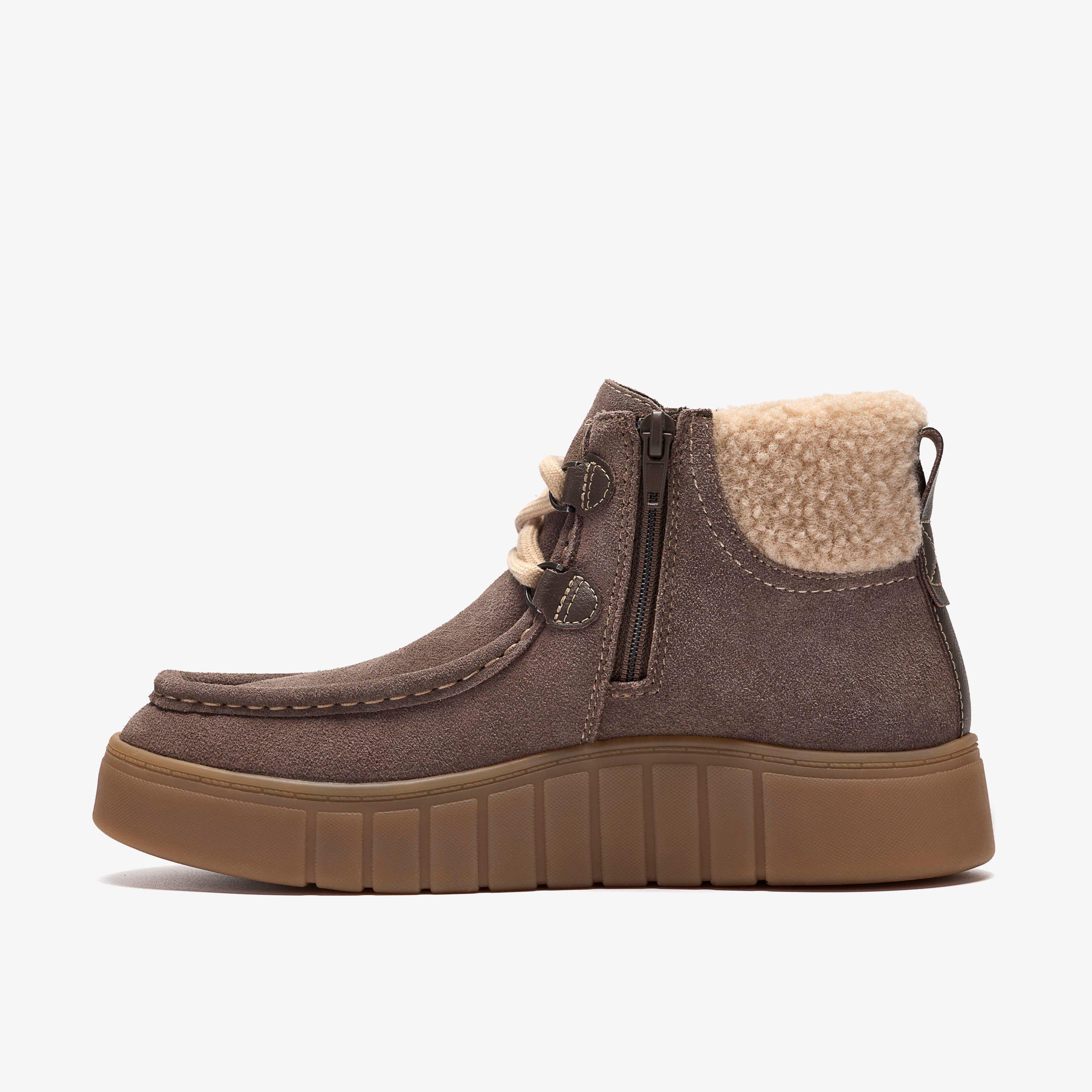 Mykah Izzy Taupe Suede Ankle Boots Lace Up, view 2 of 6