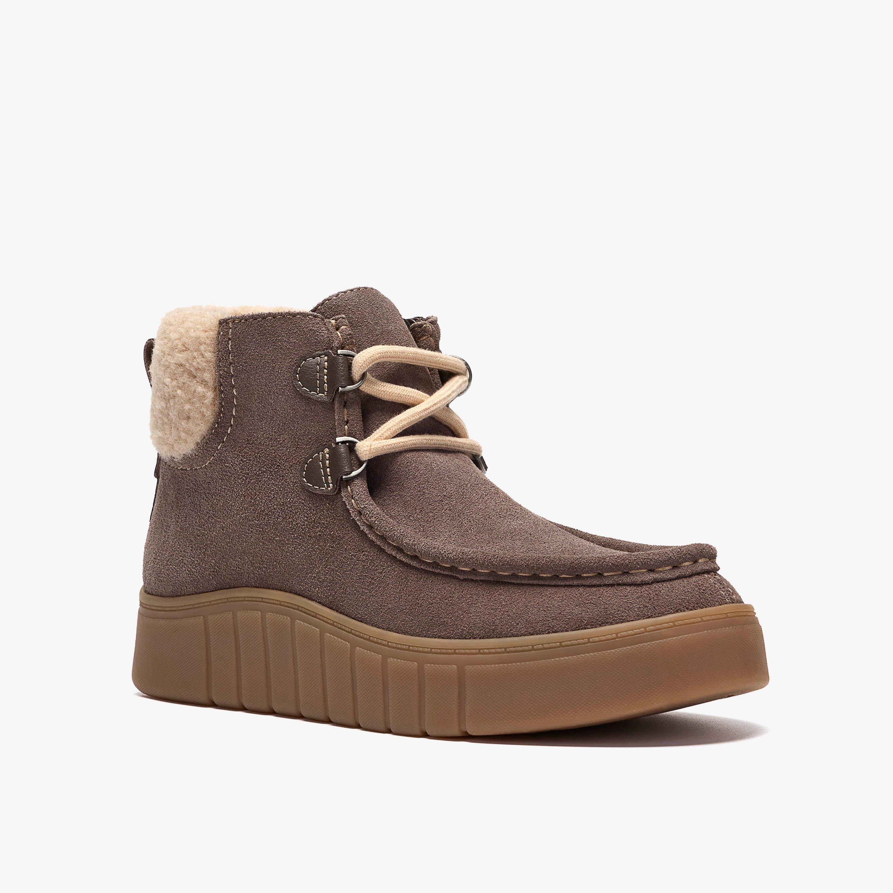 Mykah Izzy Taupe Suede Ankle Boots Lace Up, view 4 of 6