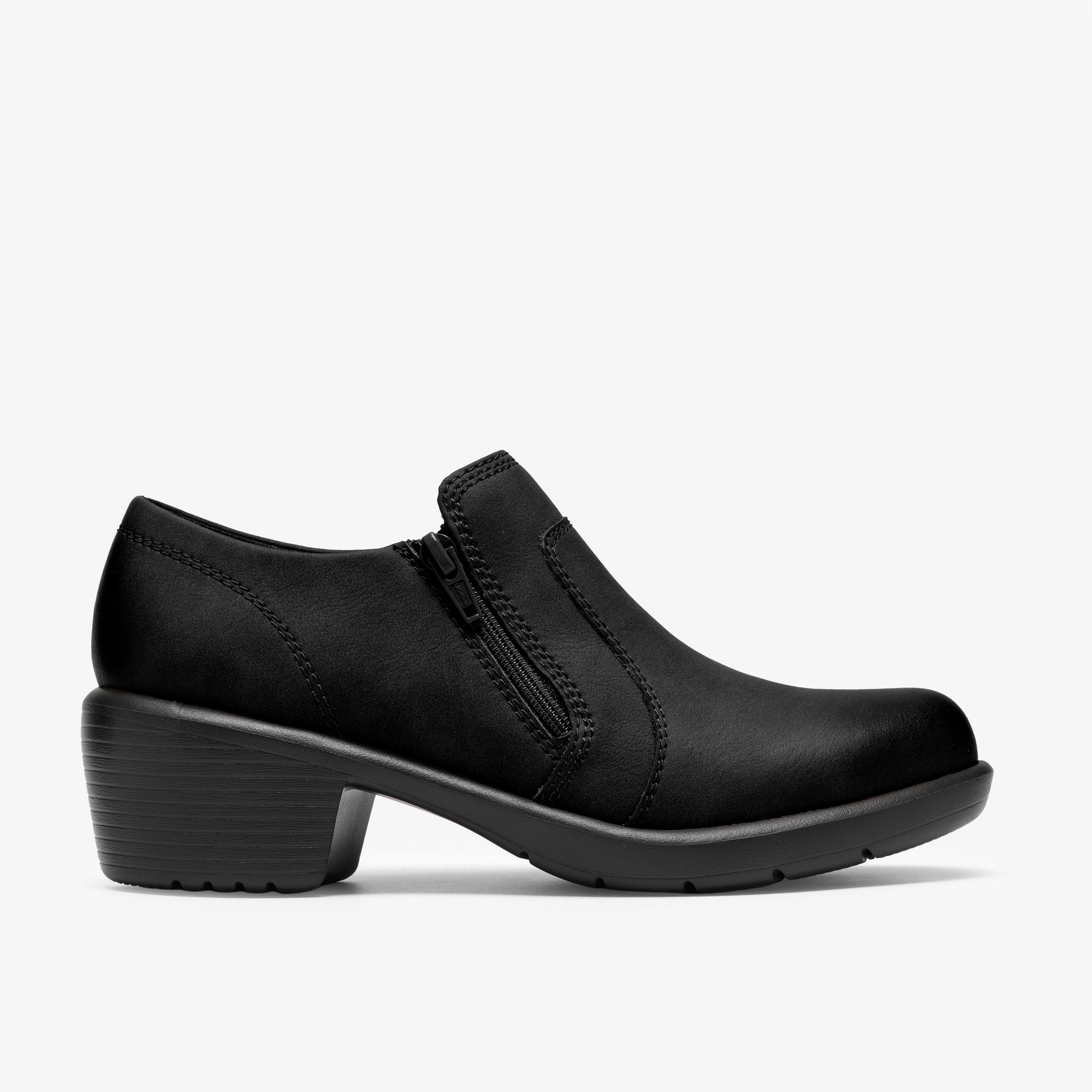 Kynnzie Zip Black Leather Ankle Boots Slip-Ons, view 1 of 6