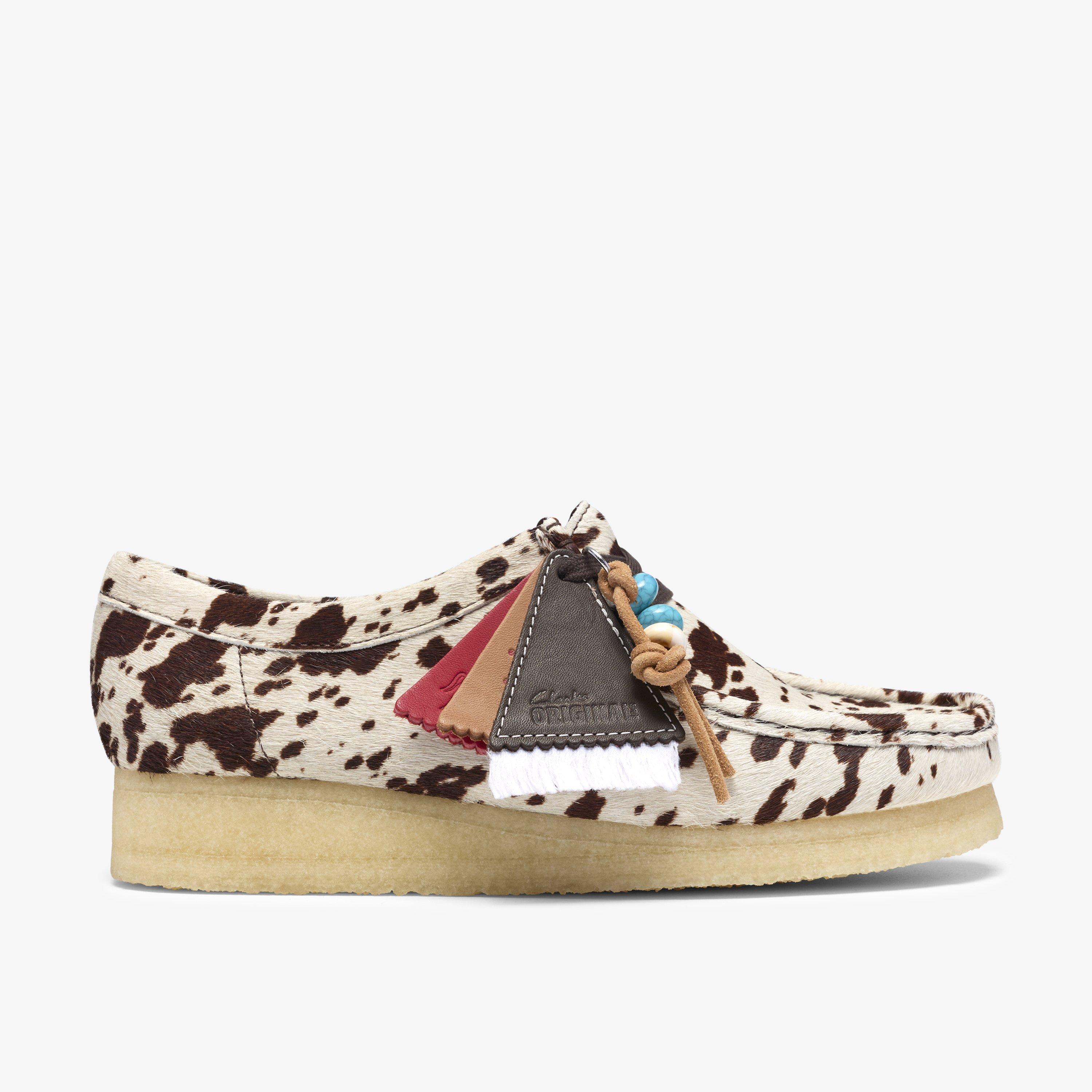 Wallabee Brown Cow Print Wallabees Lace Up, view 1 of 8