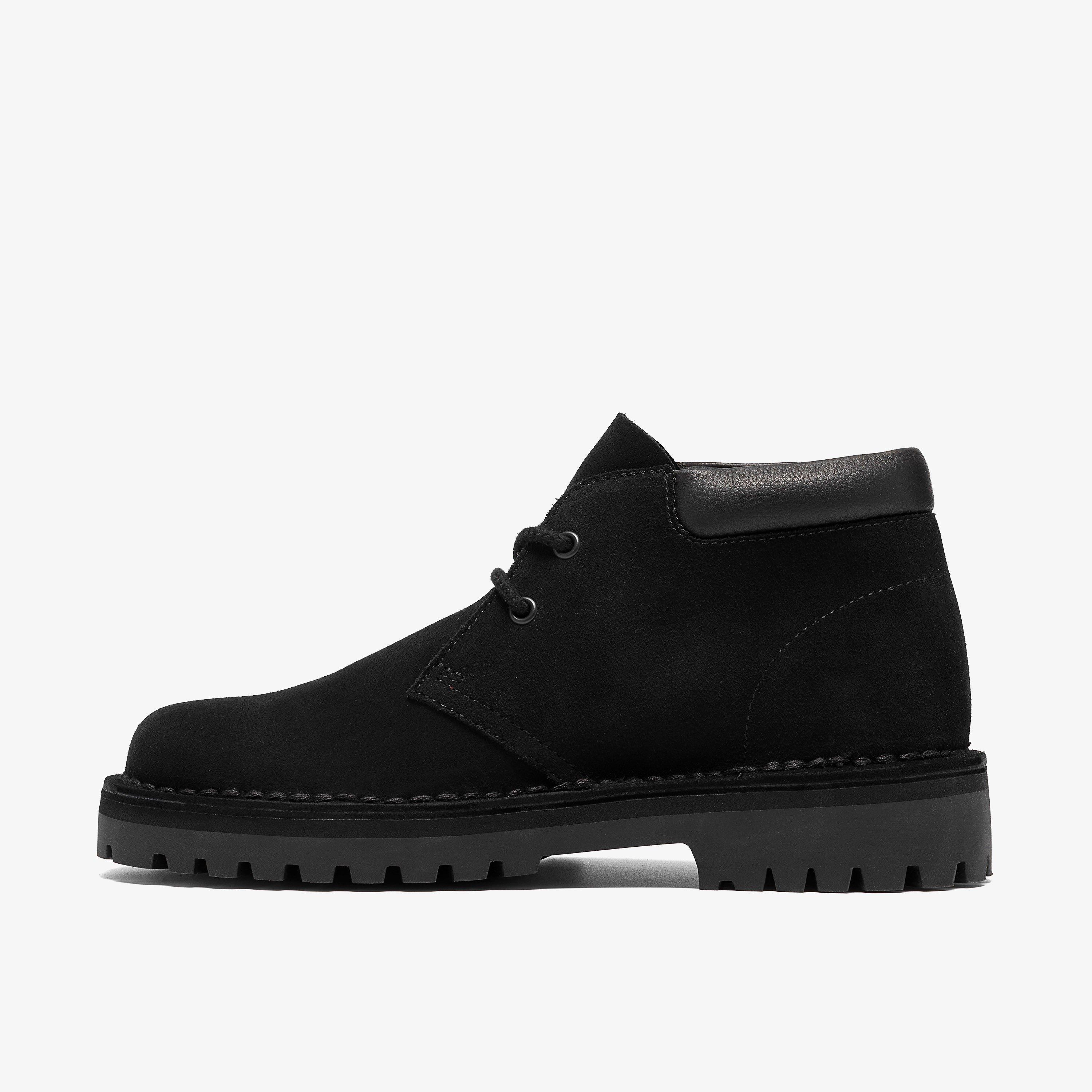 DSRT2456 Rock Black Suede Ankle Boots Desert Boots Lace Up, view 2 of 8