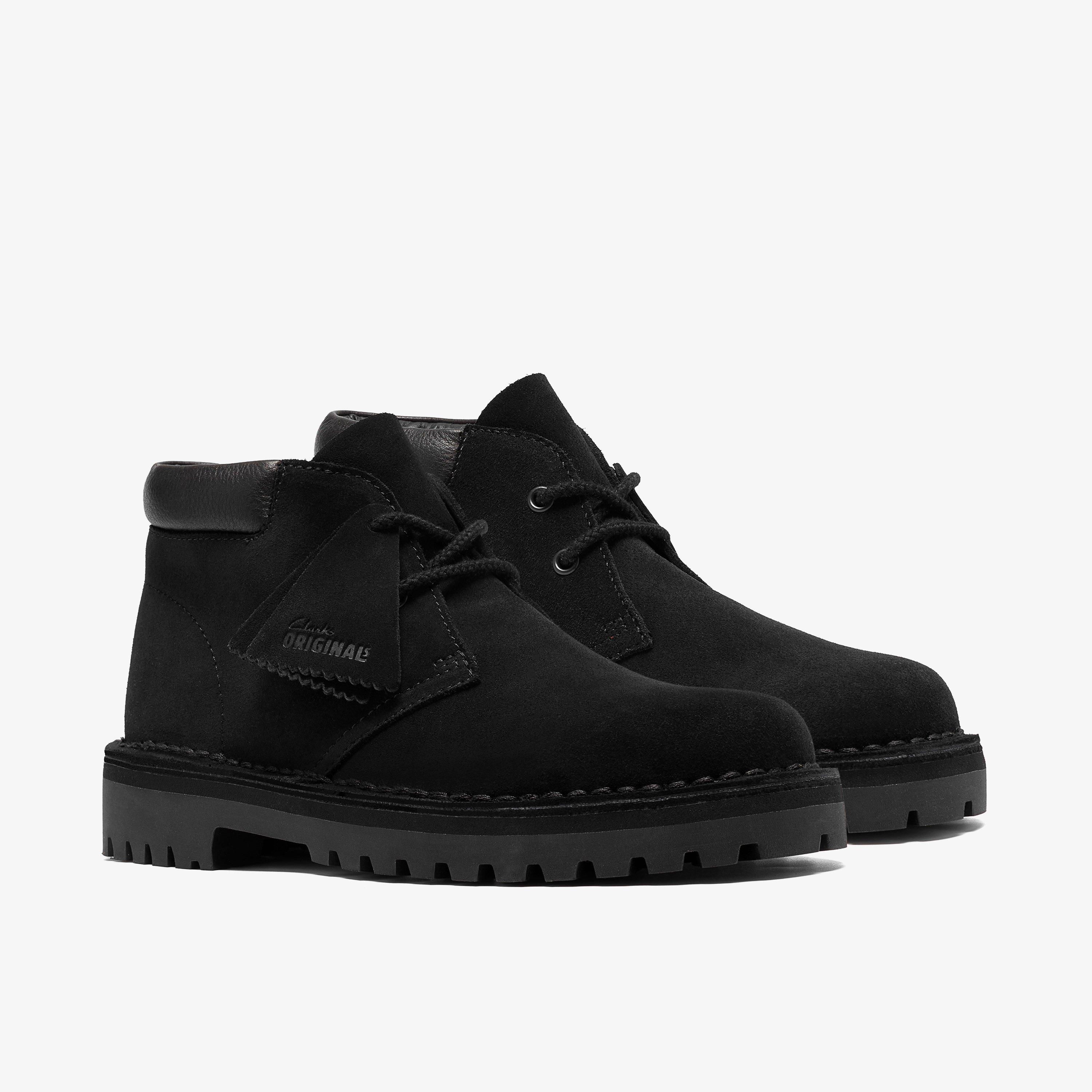 DSRT2456 Rock Black Suede Ankle Boots Desert Boots Lace Up, view 4 of 8