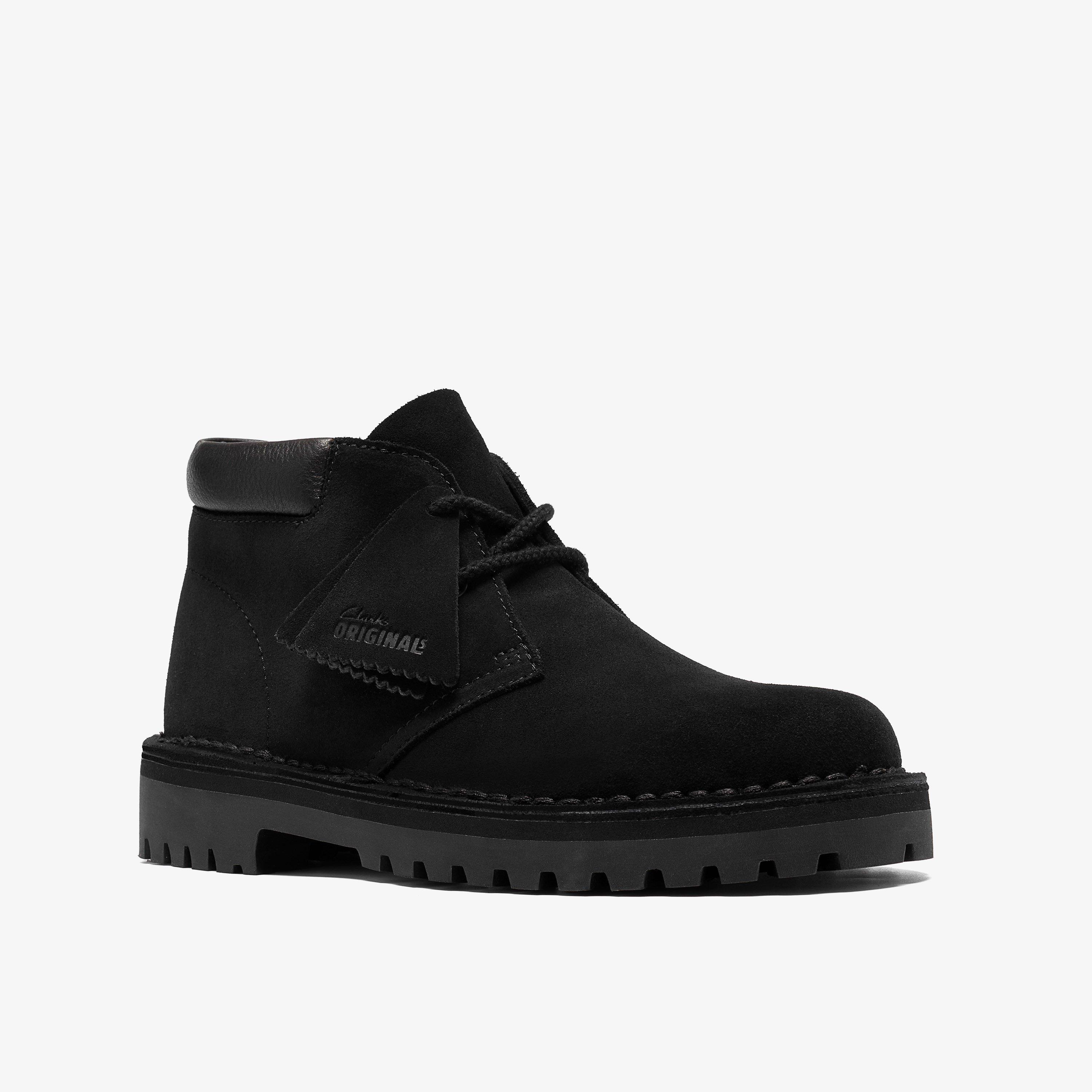 DSRT2456 Rock Black Suede Ankle Boots Desert Boots Lace Up, view 7 of 8
