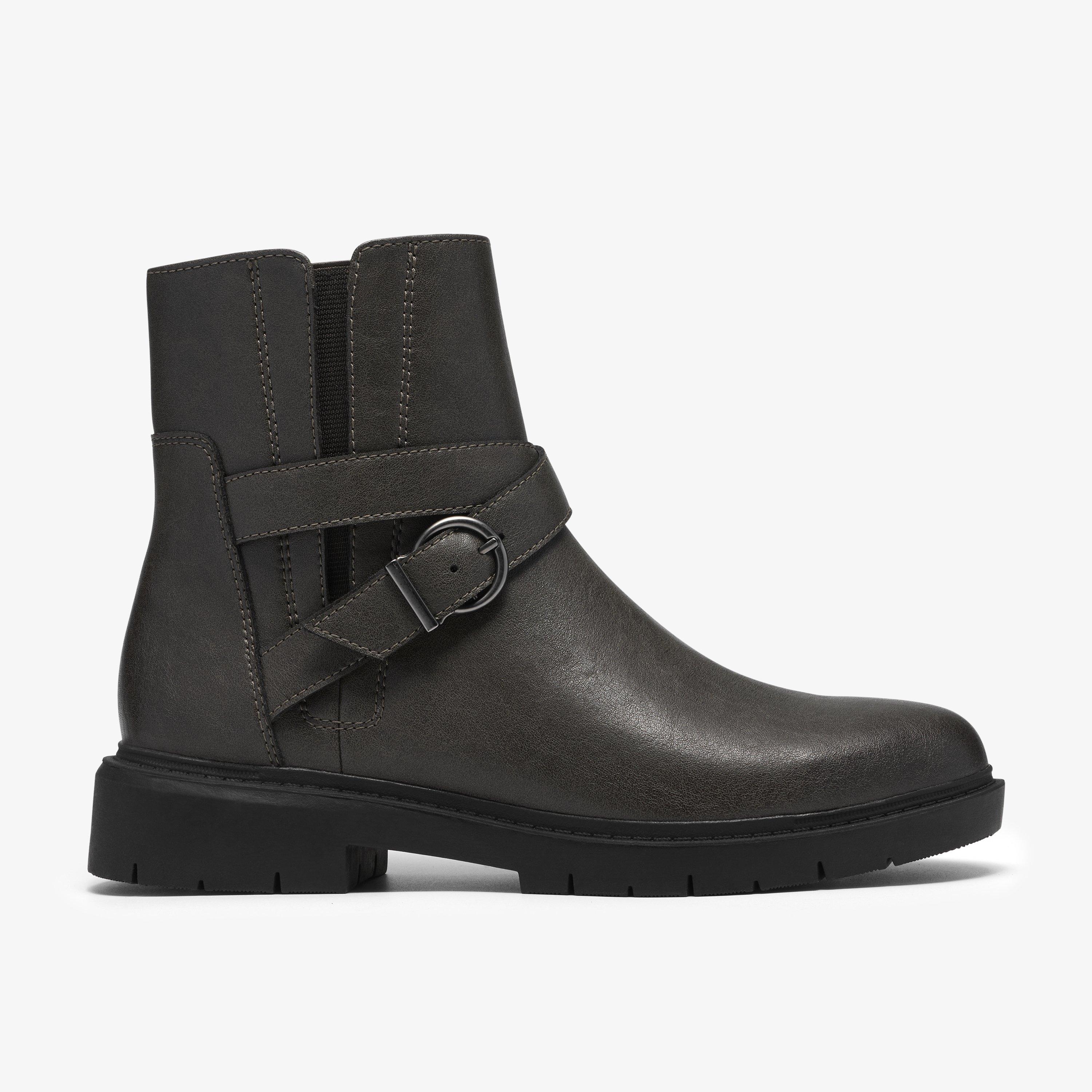 Westlynn Lux Dark Grey Leather Ankle Boots, view 1 of 6