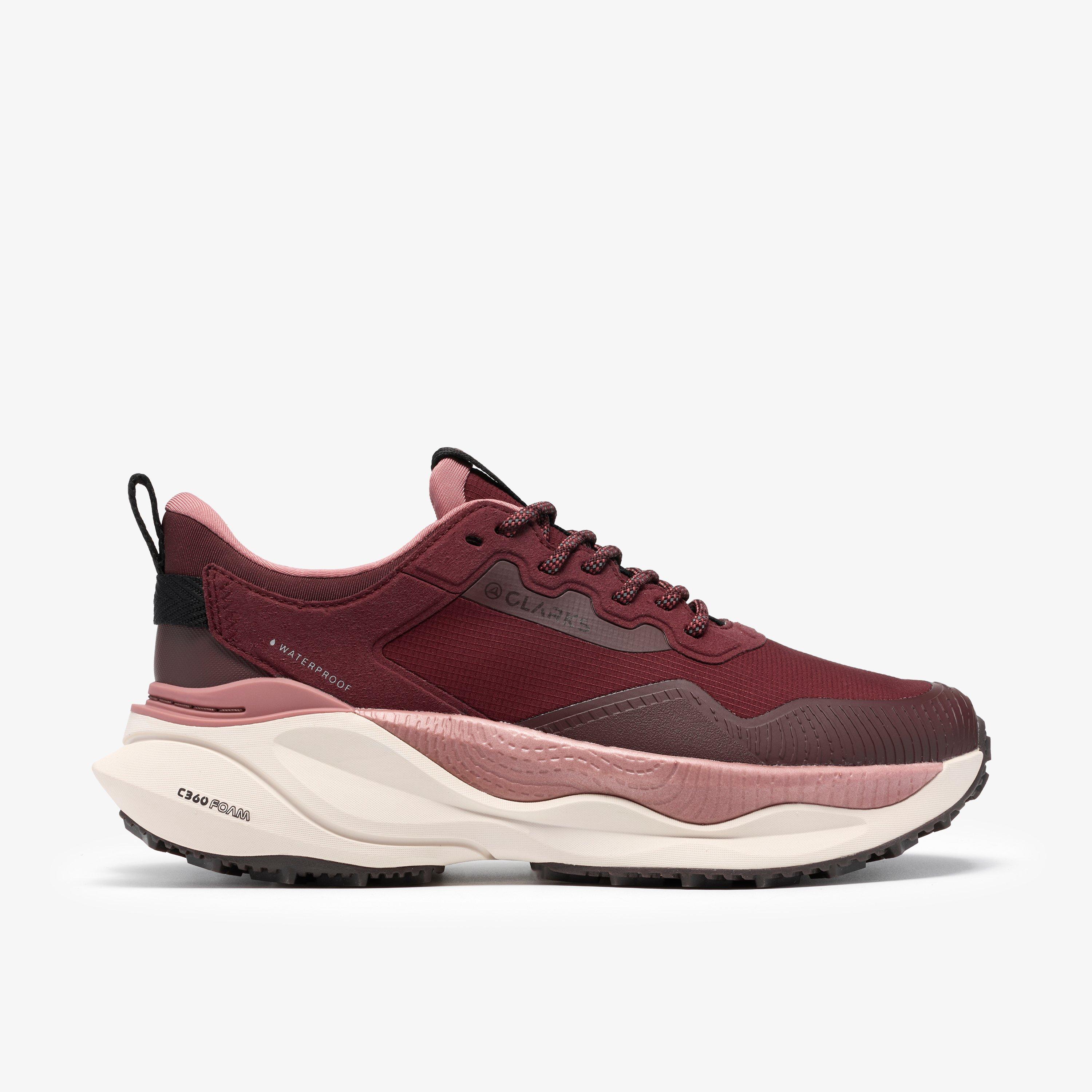 Pace TrailGo Waterproof Burgundy Trainers Lace Up, view 1 of 6