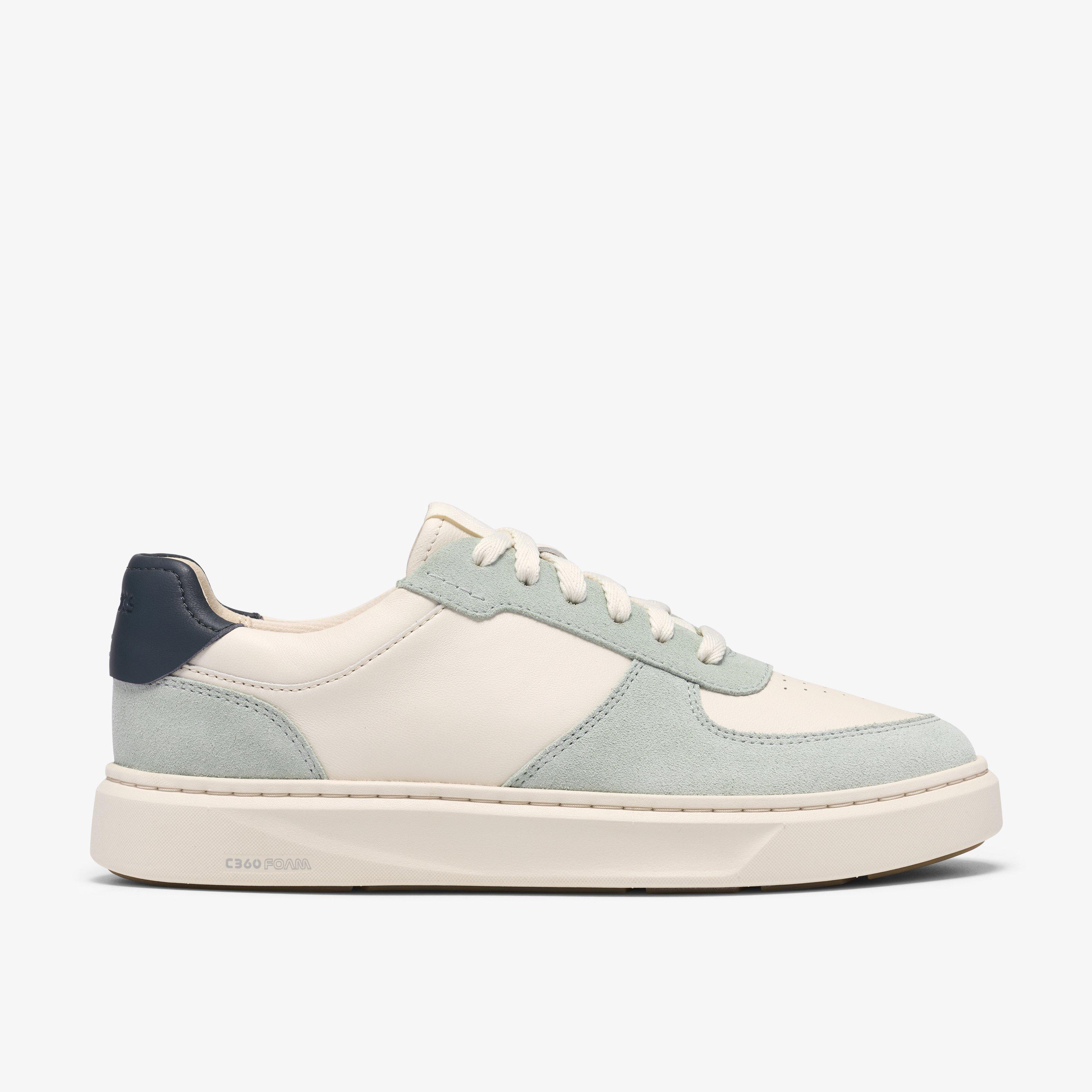 Code C Court Pale Green Combination Trainers Lace Up, view 1 of 6