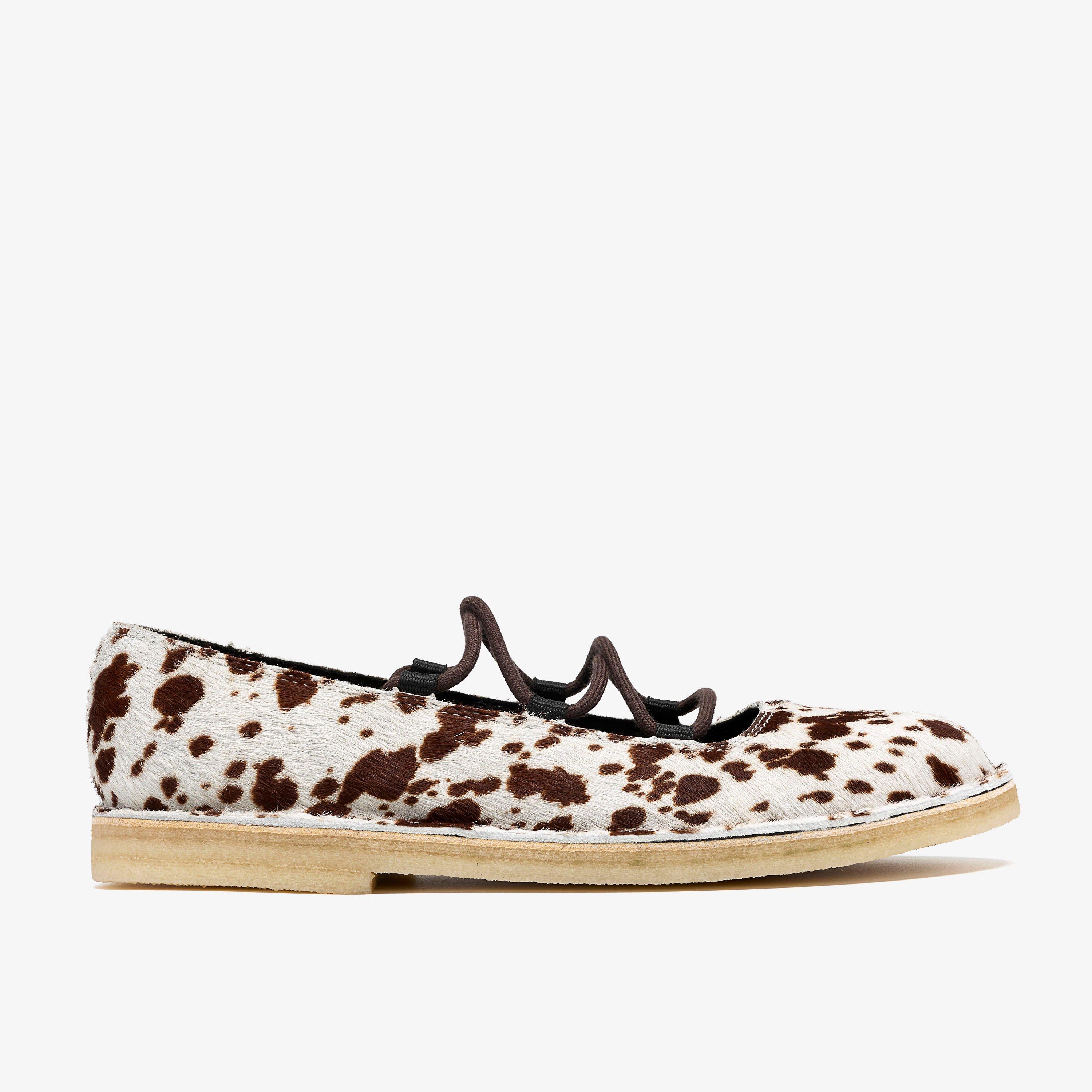 DSRT Jane Lace Brown Cow Print Ballerina, view 1 of 6