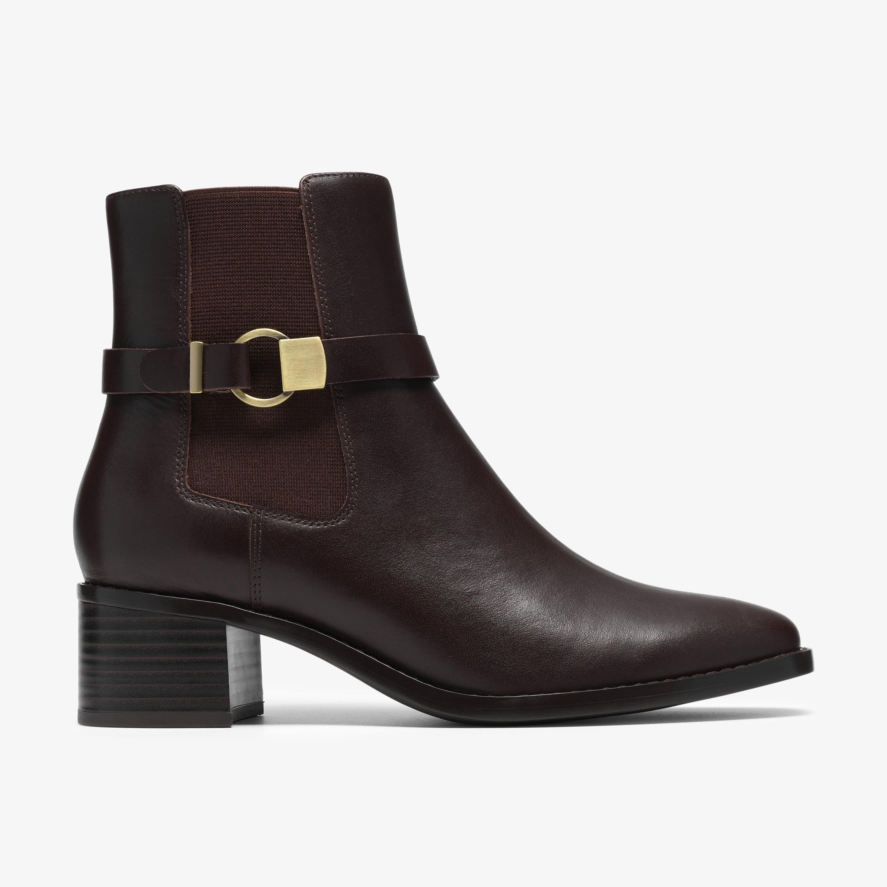 Wrenn Buckle Dark Brown Leather Ankle Boots, view 1 of 6