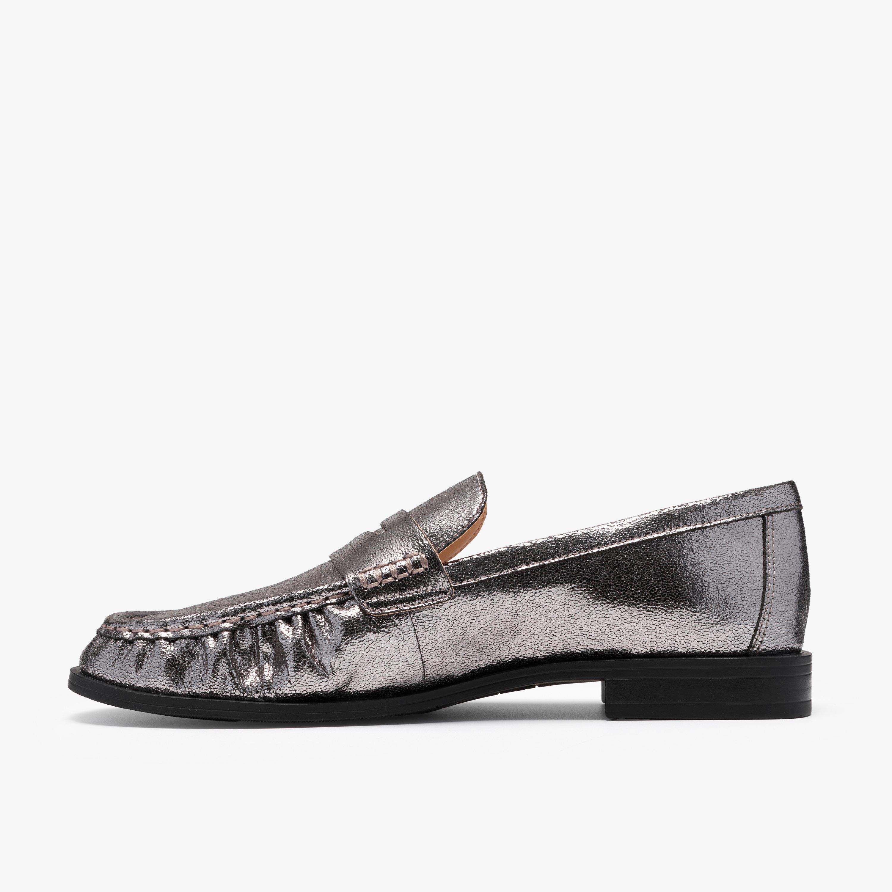 Alixea Walk Pewter Metallic Loafers Slip Ons, view 2 of 6