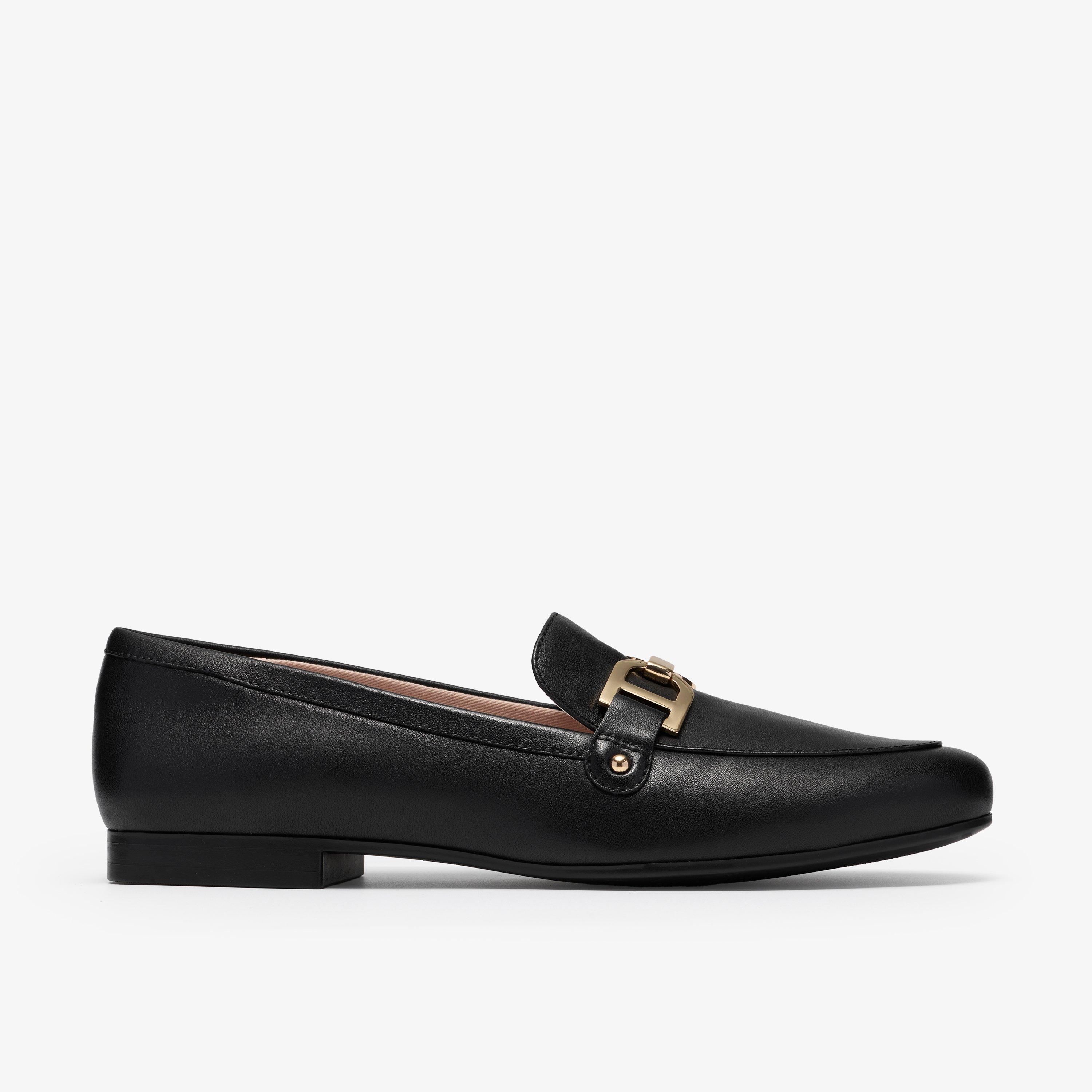 Tamna Trim Black Leather Loafers Slip Ons, view 1 of 6