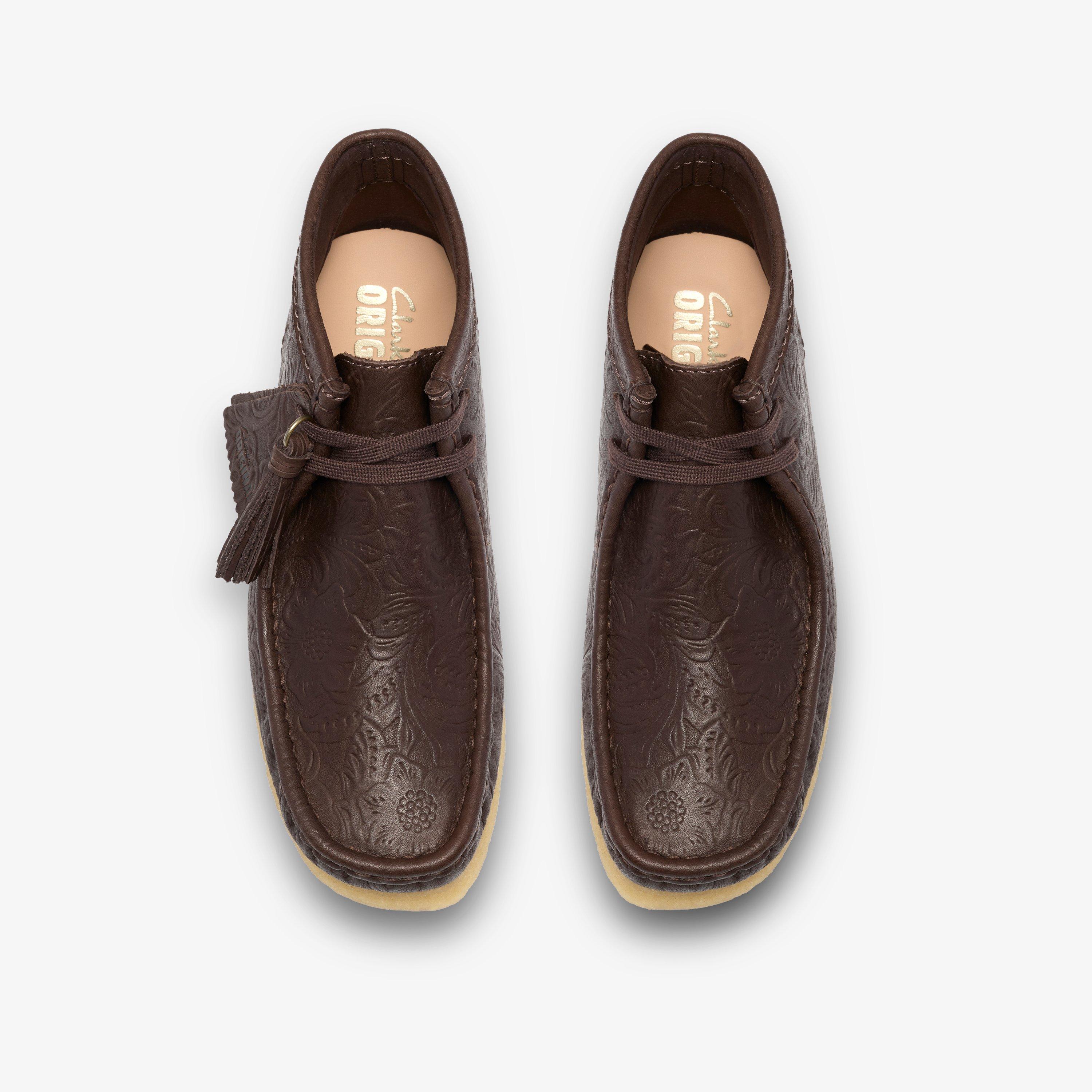 Wallabee Boot Brown Leather Embossed Wallabees Ankle Boots, view 6 of 8