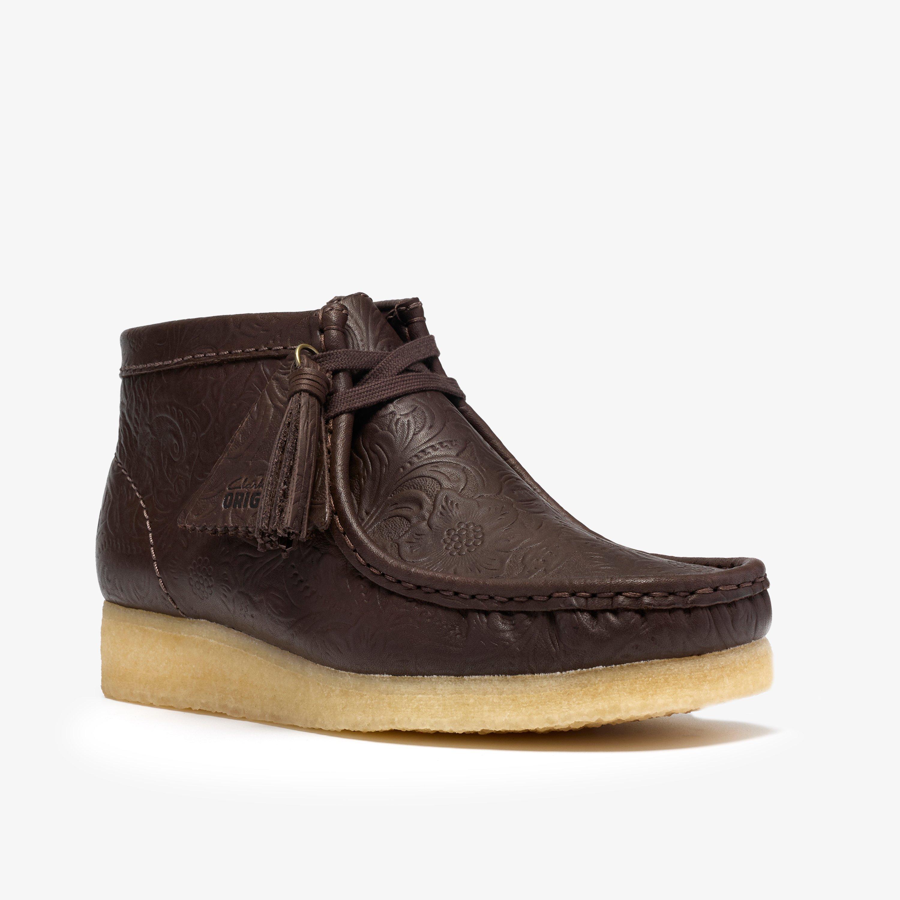 Wallabee Boot Brown Leather Embossed Wallabees Ankle Boots, view 7 of 8