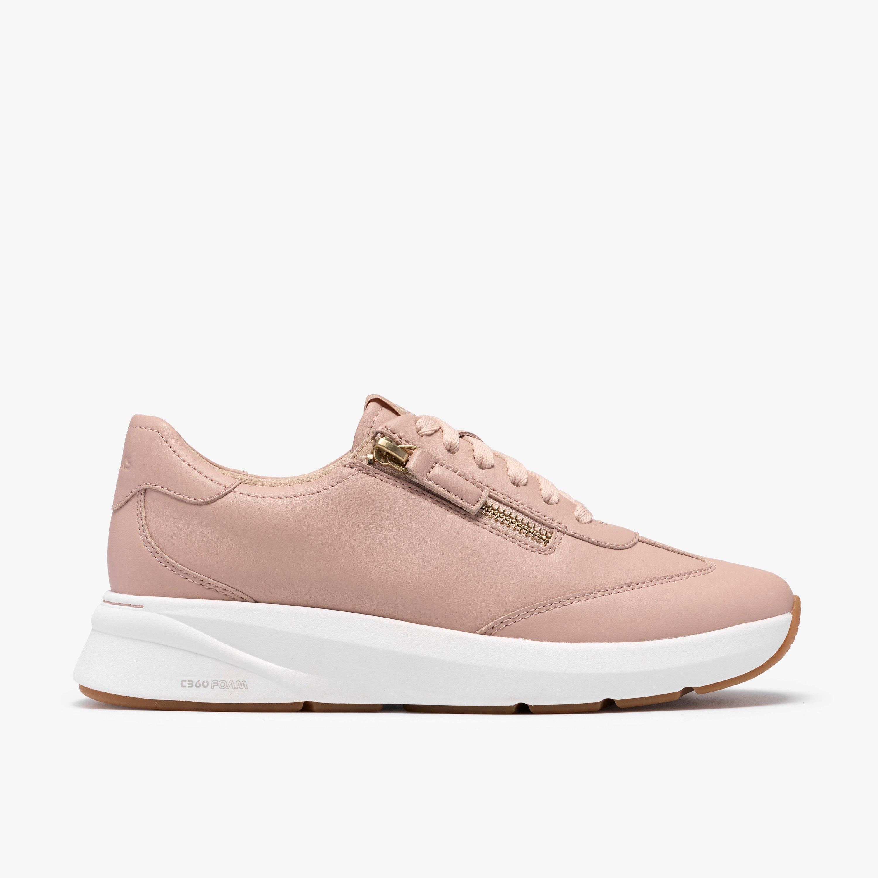 Code R Run Light Pink Leather Trainers Lace Up, view 1 of 6