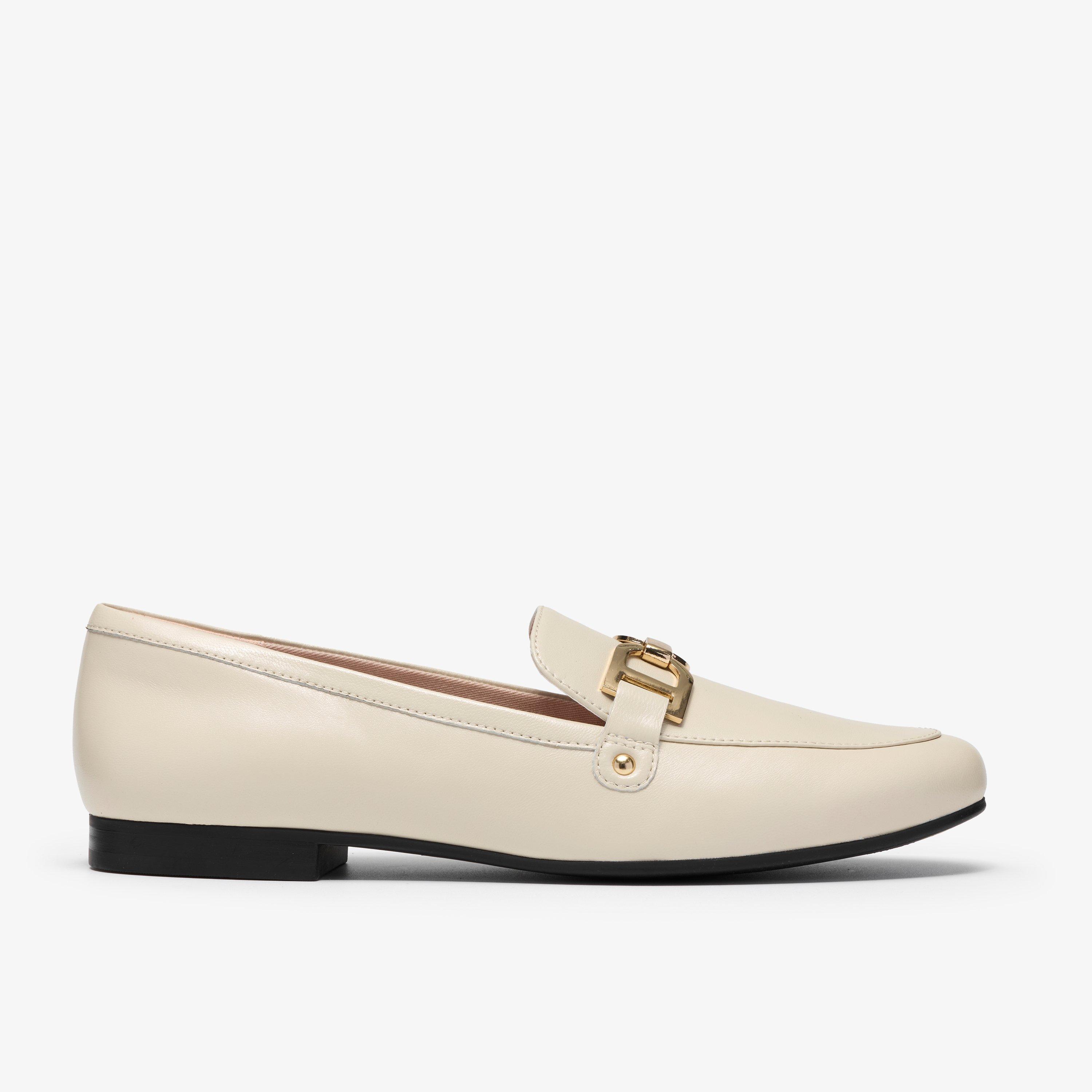 Tamna Trim Cream Leather Loafers Slip Ons, view 1 of 6