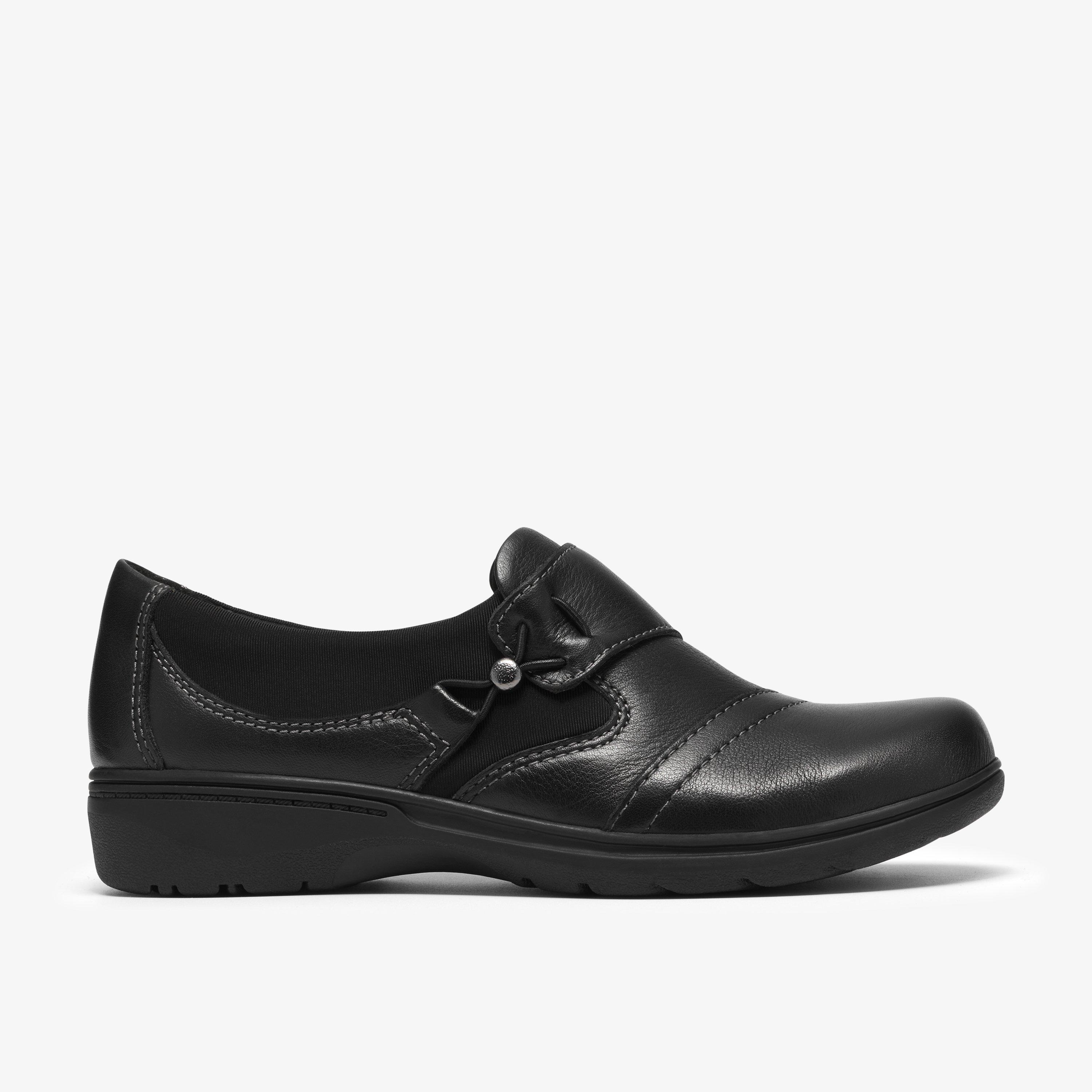 Carleigh Lily Black Leather Loafers Slip-Ons, view 1 of 6