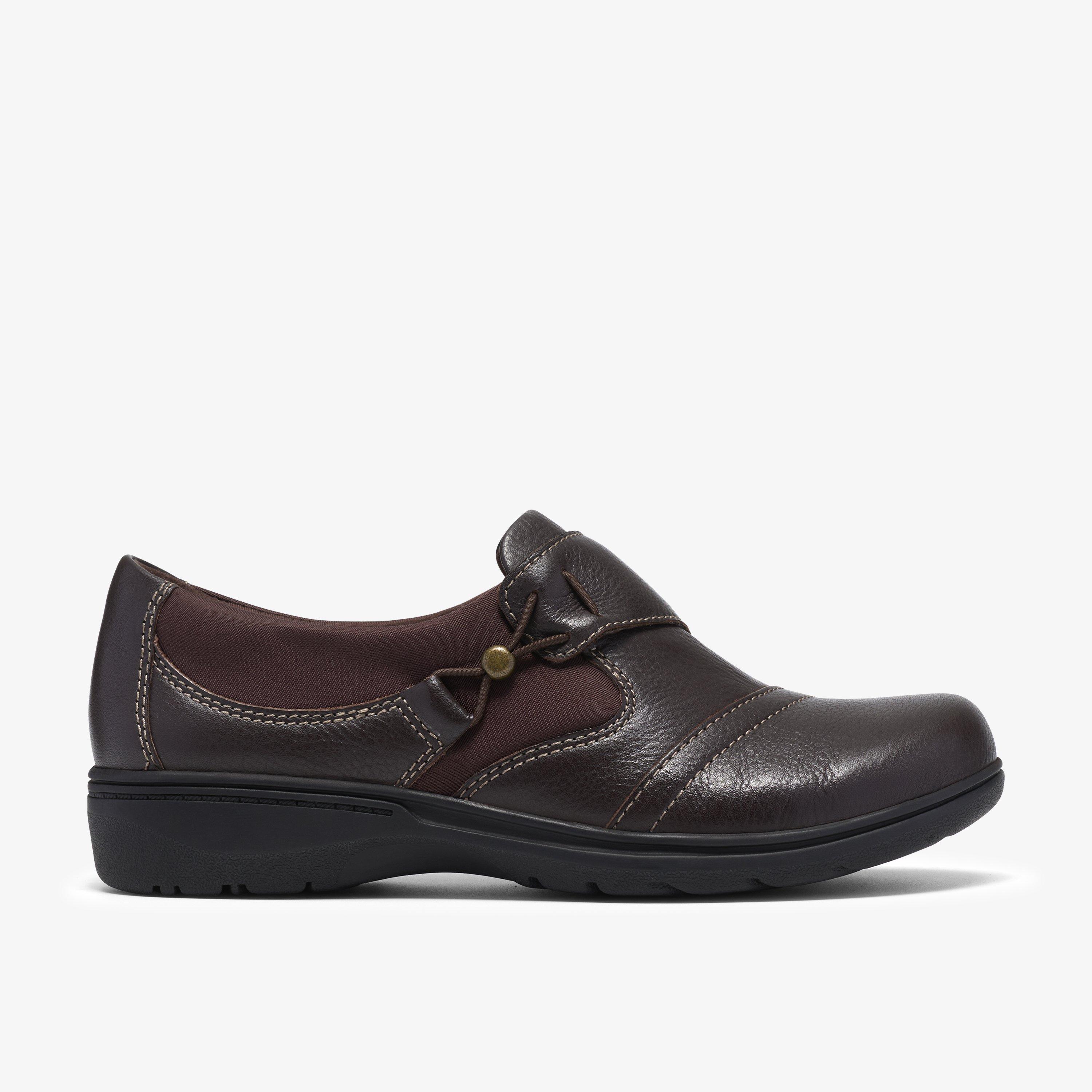 Carleigh Lily Dark Brown Leather Slip-Ons, view 1 of 6