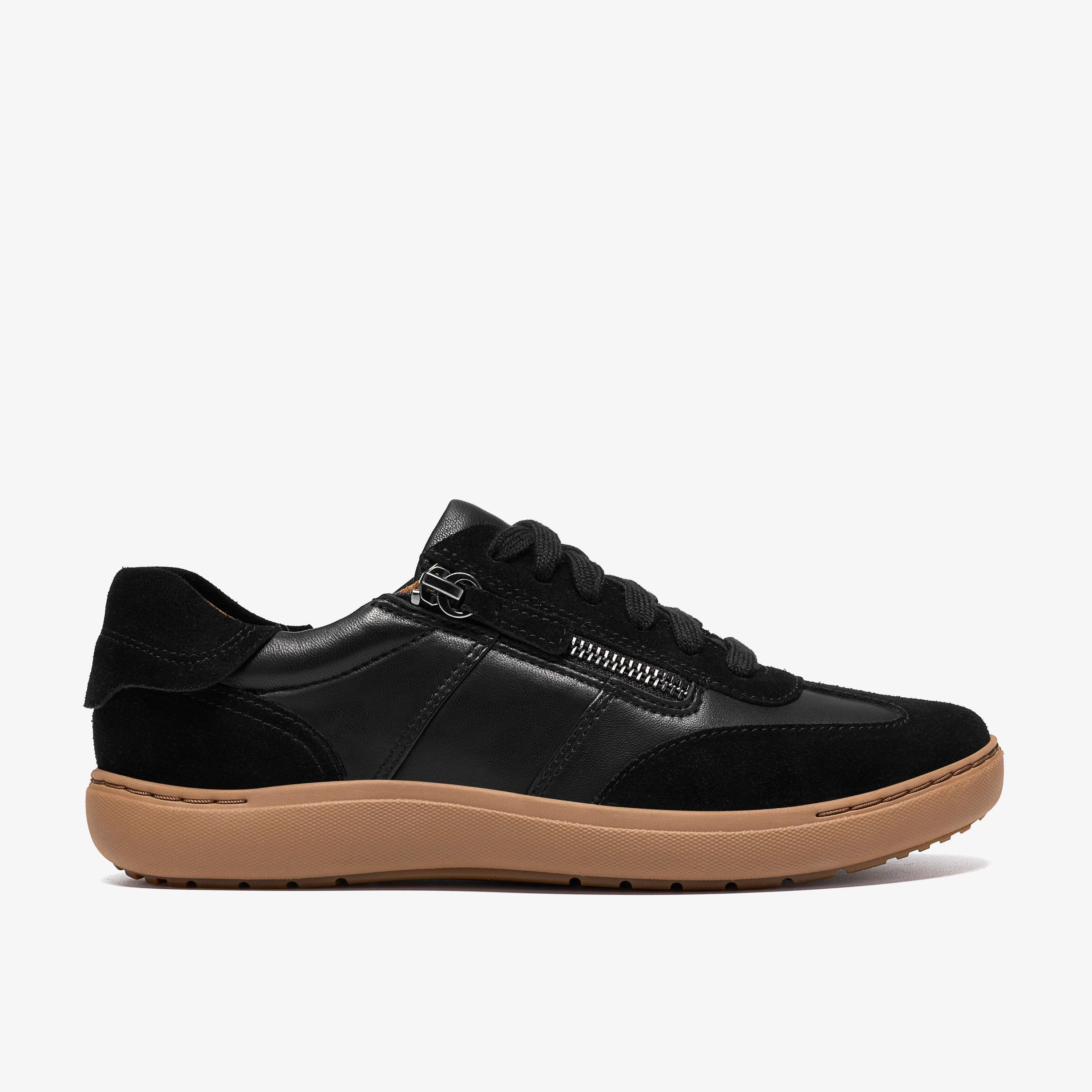 Nalle T-Toe Black Leather Trainers, view 1 of 6