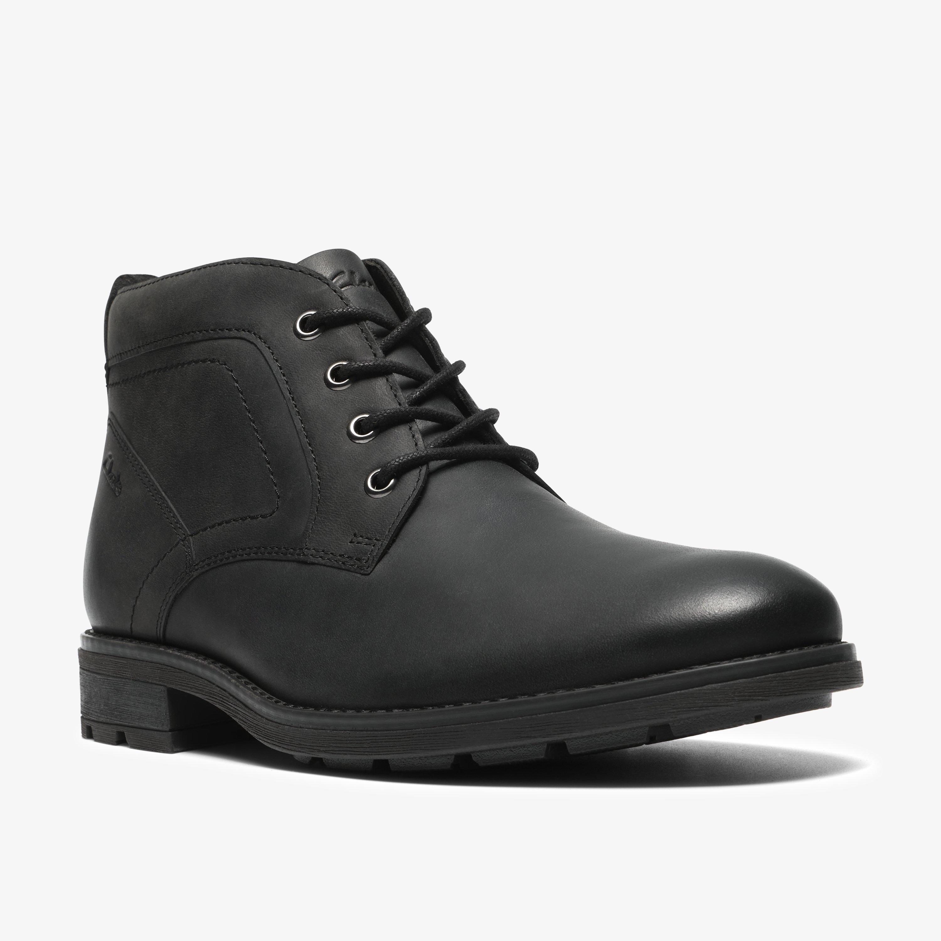 Emmet Chukka Black Leather Ankle Boots, view 4 of 6