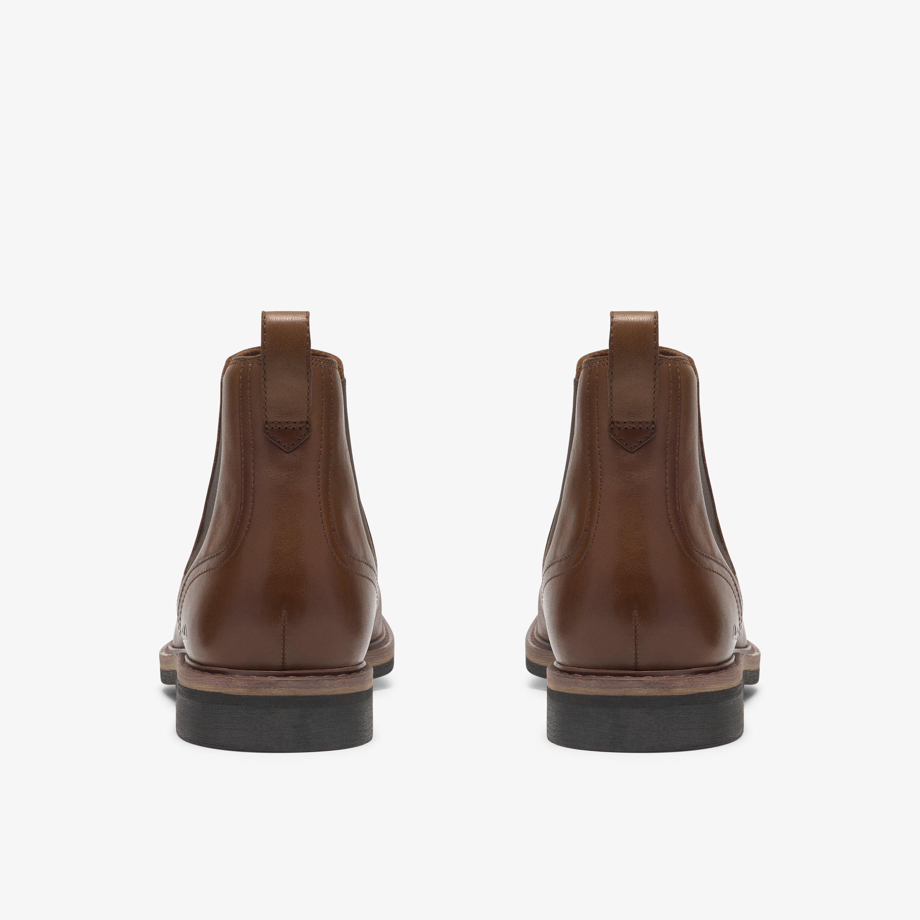 Pitney Top Dark Tan Leather Ankle Boots Chelsea Boots, view 5 of 6