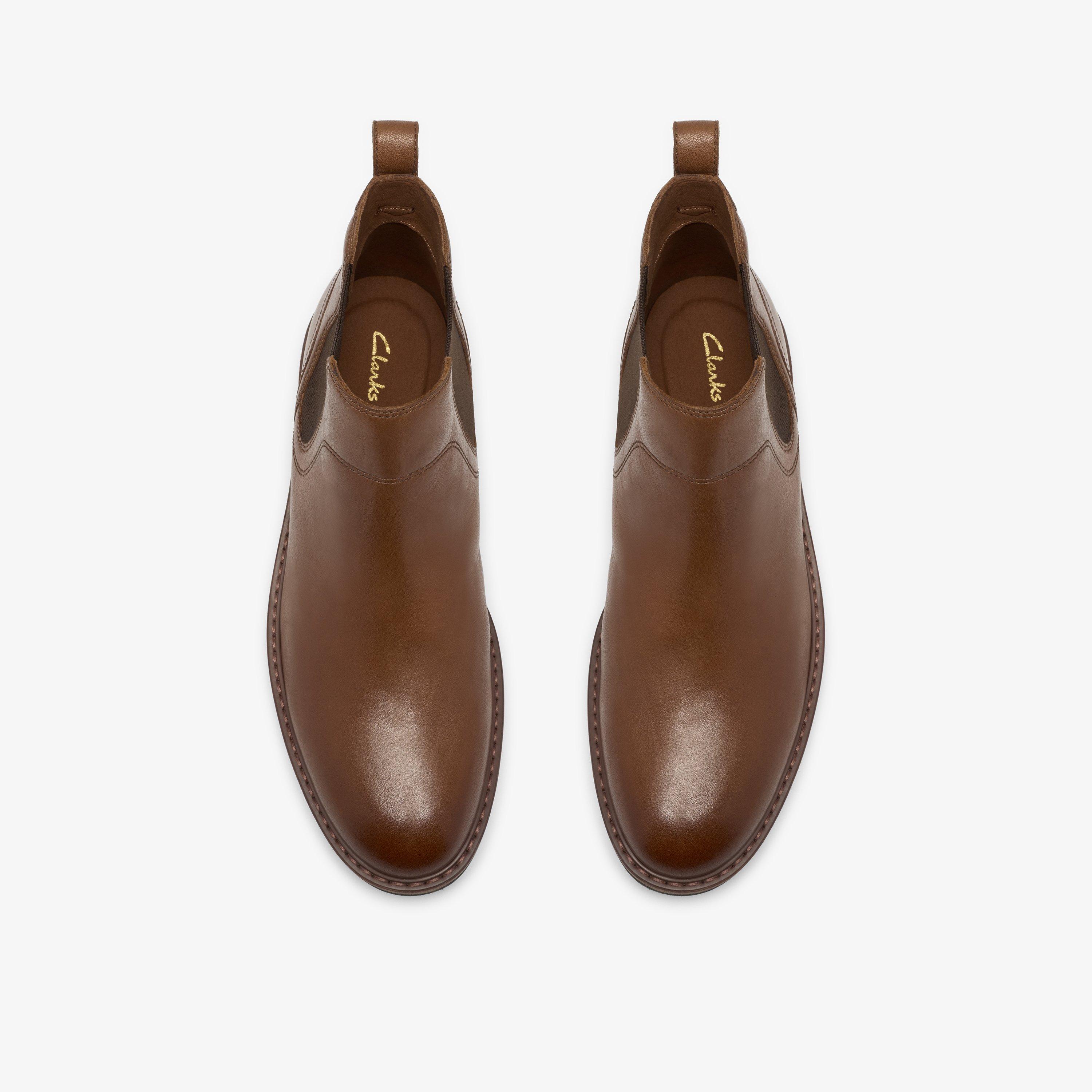 Pitney Top Dark Tan Leather Ankle Boots Chelsea Boots, view 6 of 6