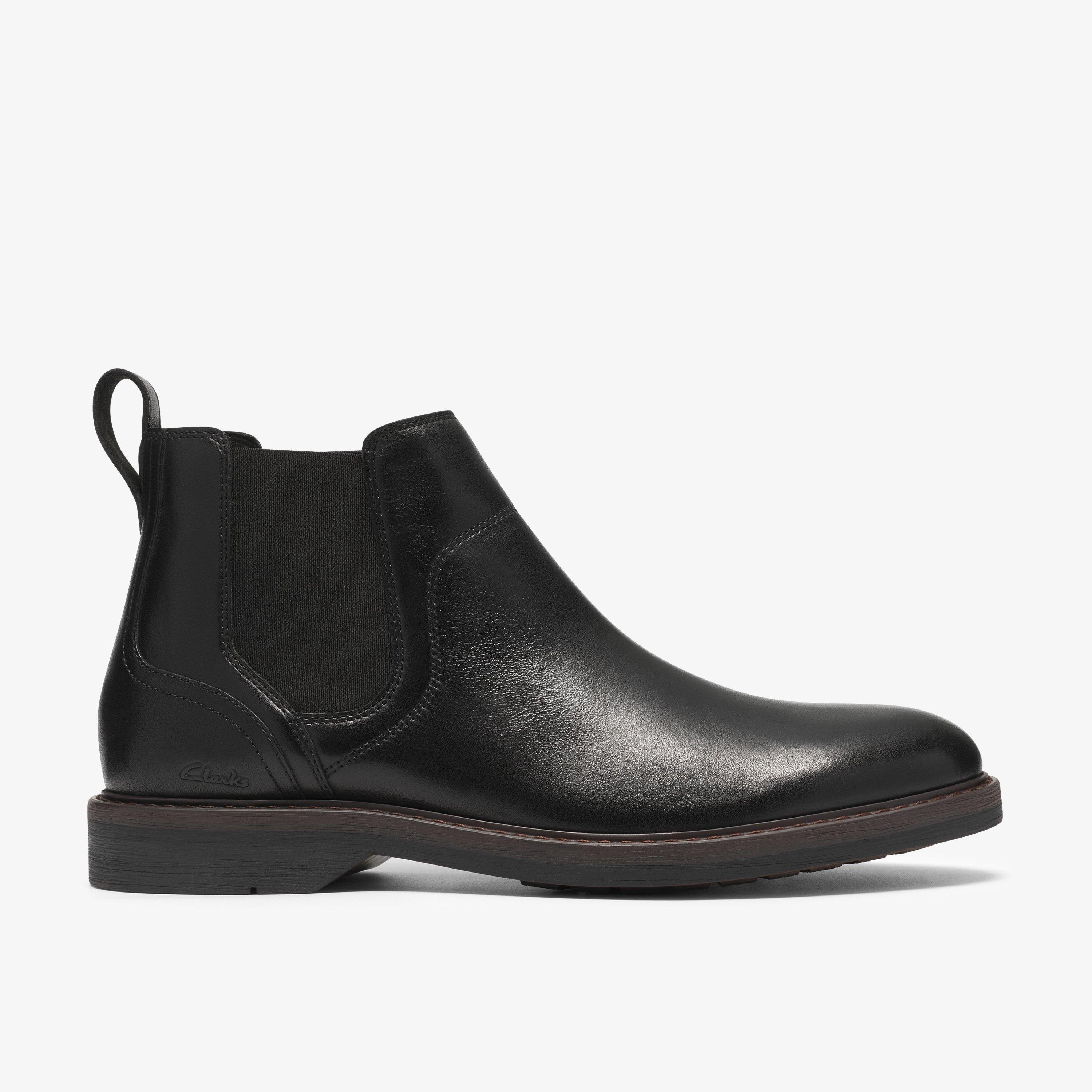 Pitney Top Black Leather Ankle Boots Chelsea Boots, view 1 of 6