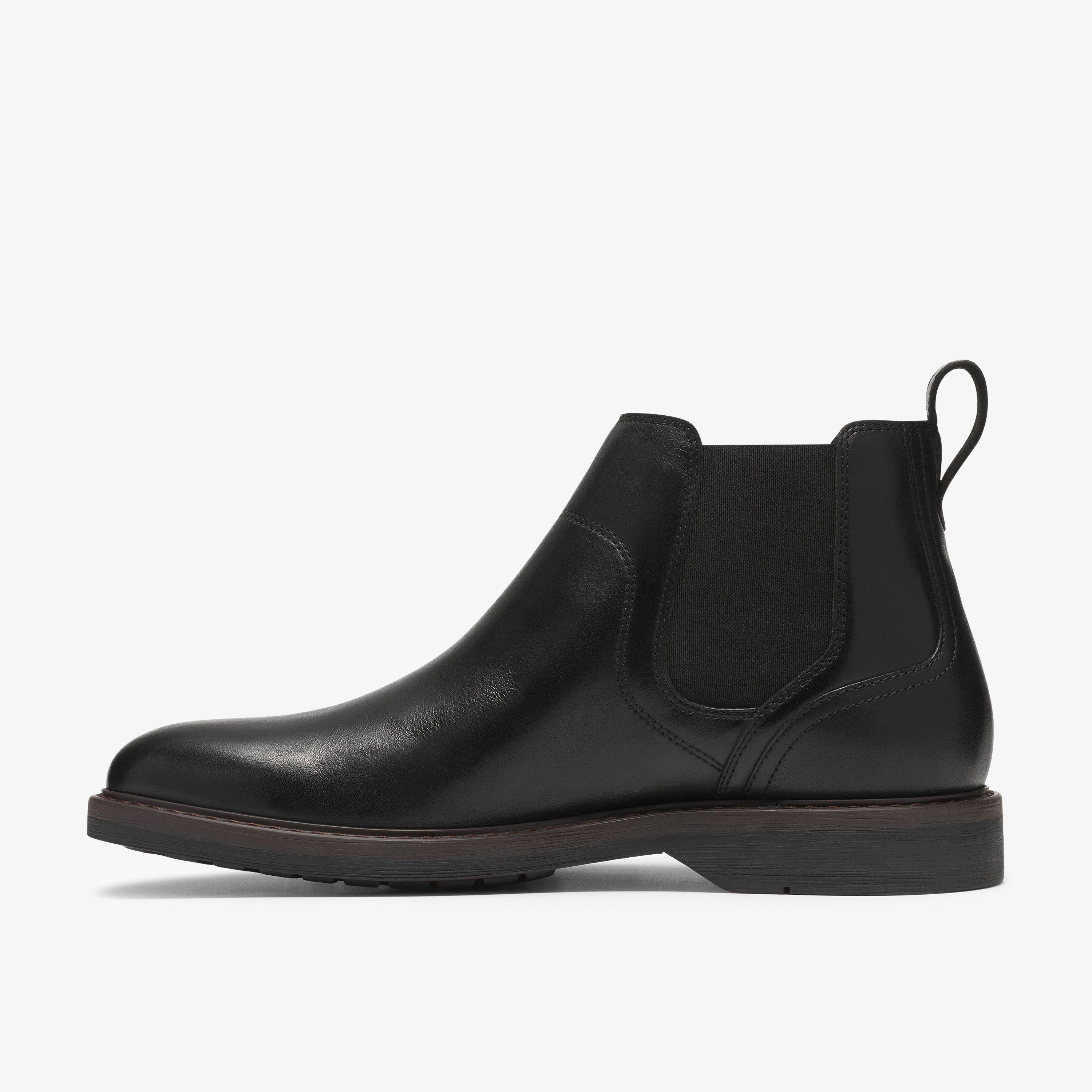Pitney Top Black Leather Ankle Boots Chelsea Boots, view 2 of 6