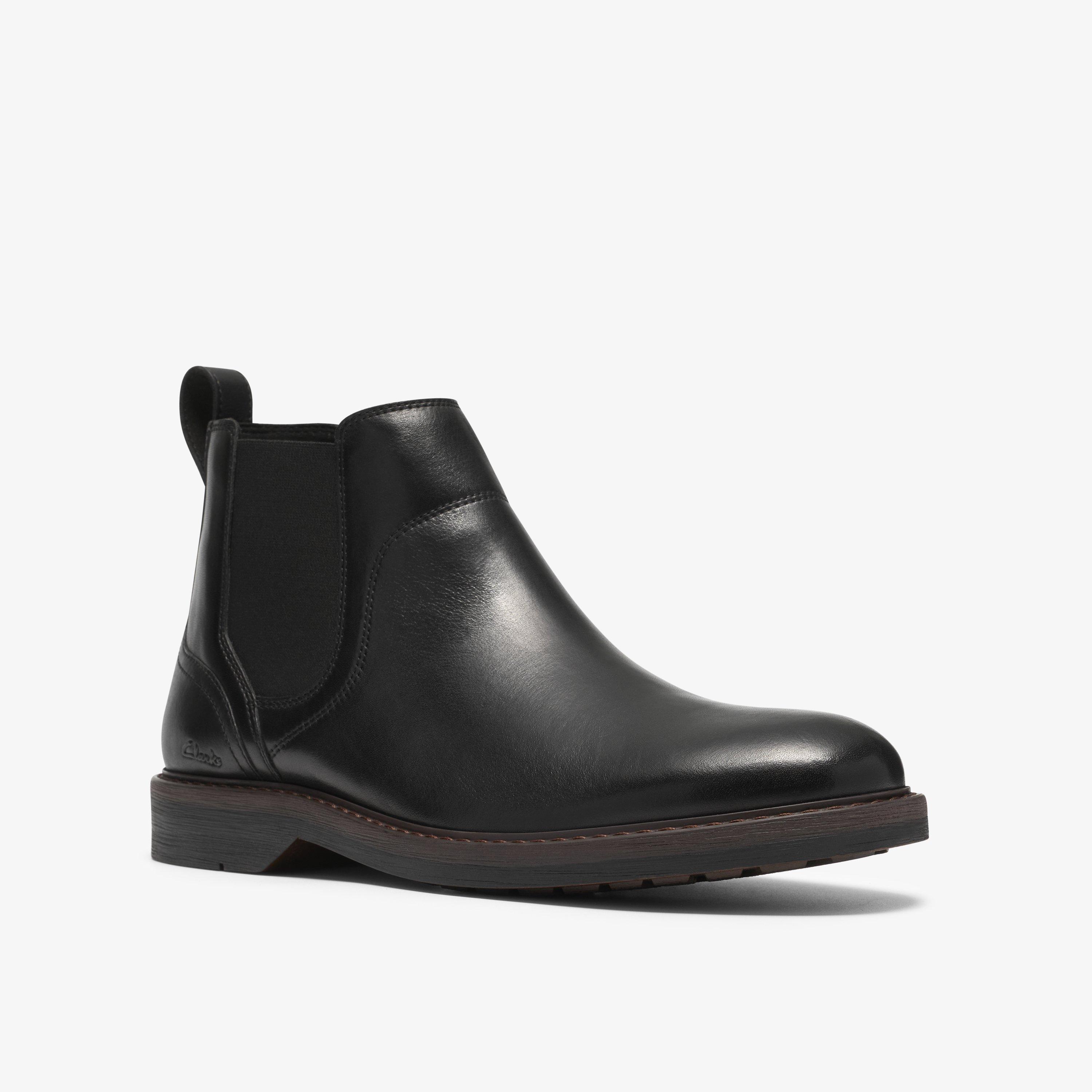 Pitney Top Black Leather Ankle Boots Chelsea Boots, view 4 of 6