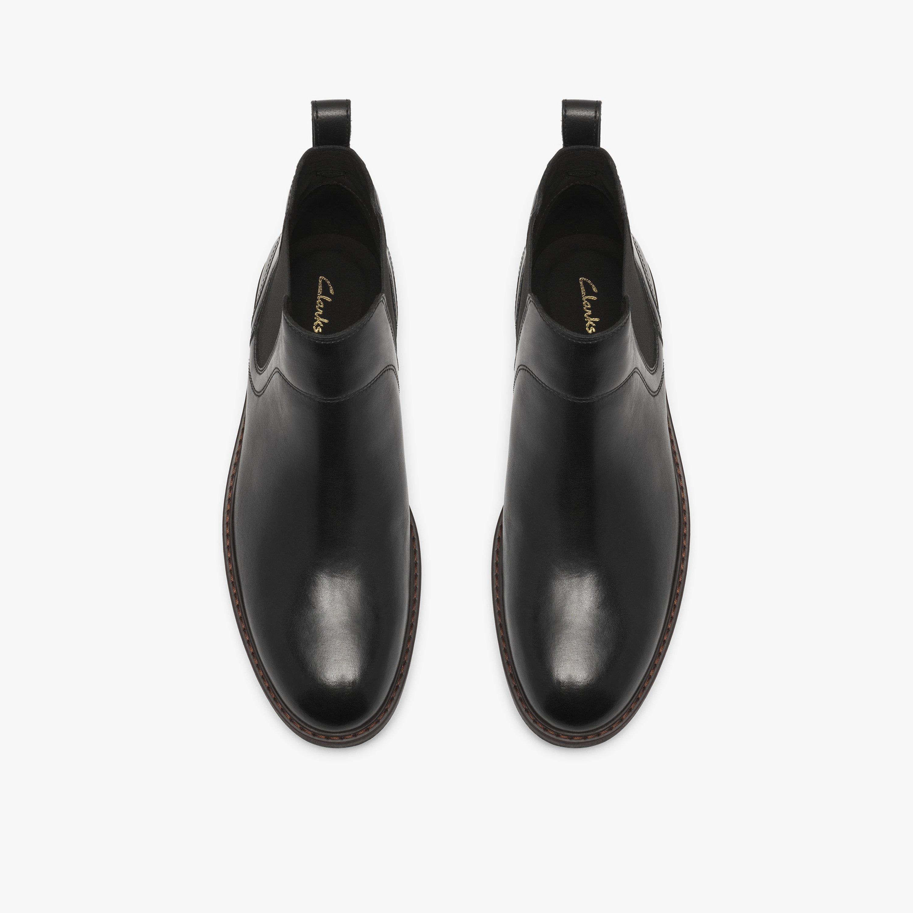Pitney Top Black Leather Ankle Boots Chelsea Boots, view 6 of 6