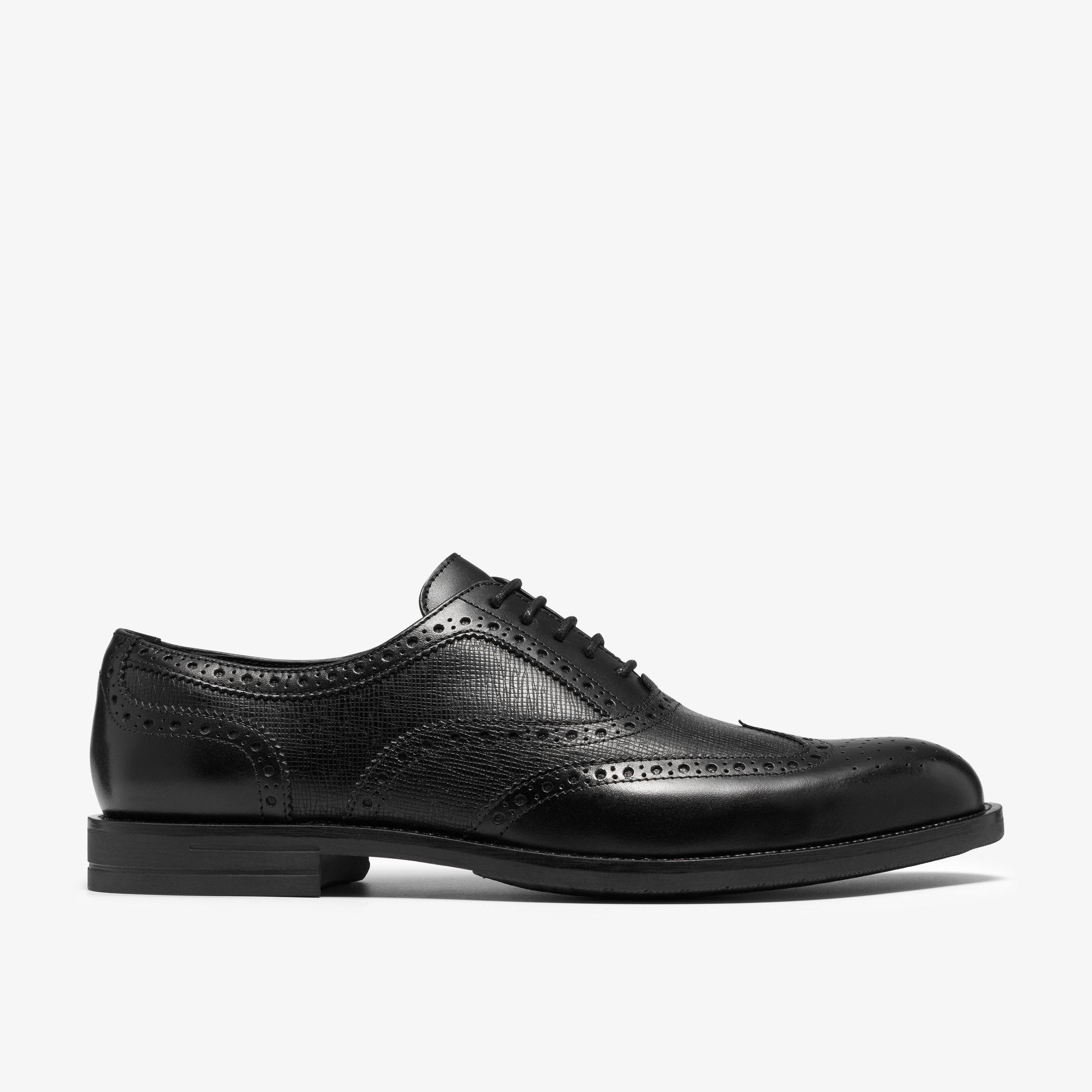 Bathford Tip Black Leather Derby Shoes Lace Up, view 1 of 6
